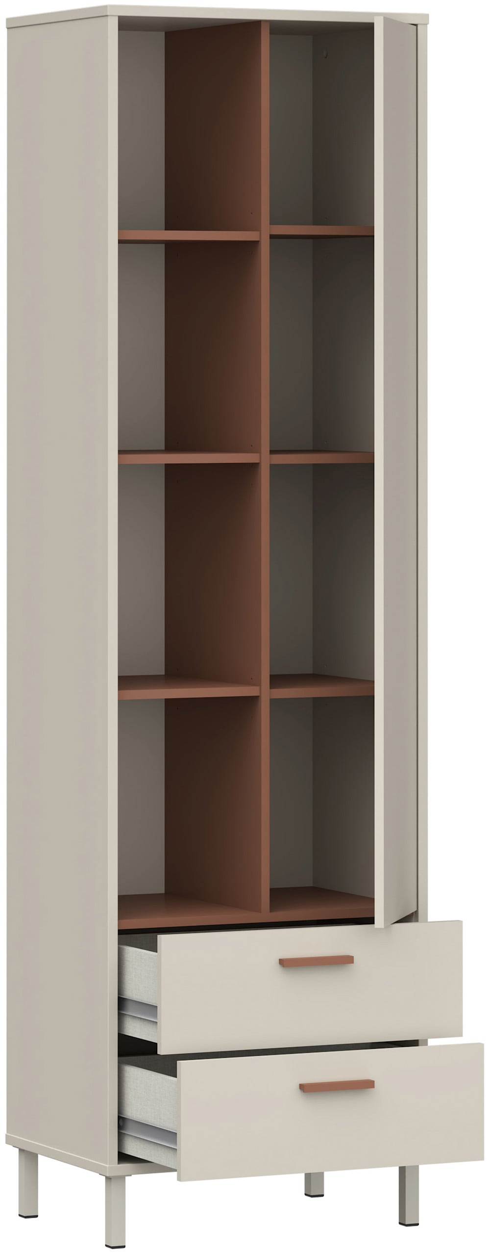 FORTE Mehrzweckregal »Milles« Metallbeine, trendiges Dekor, Vollauszug B/H/T 58,9/201,6/41,5