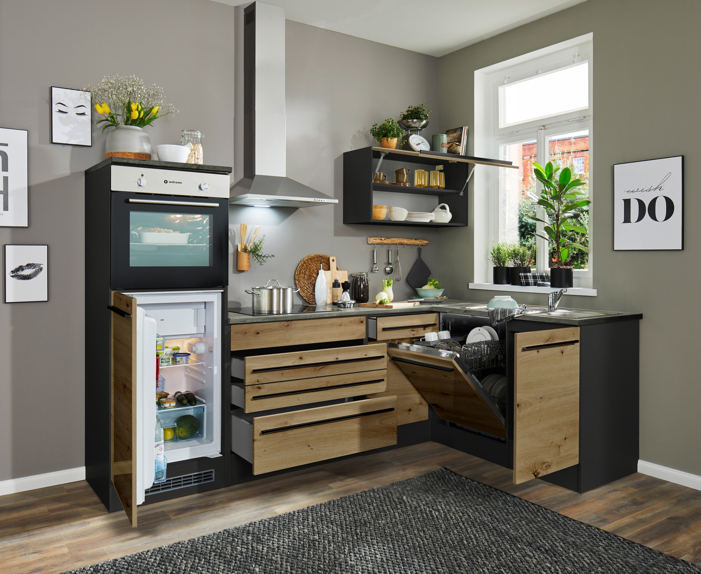 BASIC by Balculina Winkelküche »Jazz« Stellbreite 260x175 cm, wahlweise mit E-Geräten