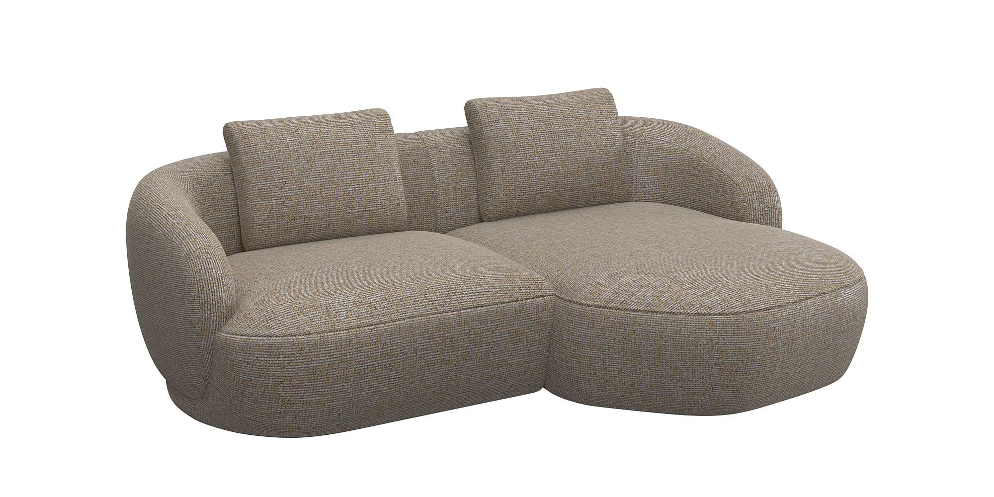 FLEXLUX Wohnlandschaft »Torino, rund, L-Form, Sofa-Ecke mit Recamiere, Longchair-Sofa«, Modernes, organisches Sofa-Design, Kaltschaum, Wellenunterfederung