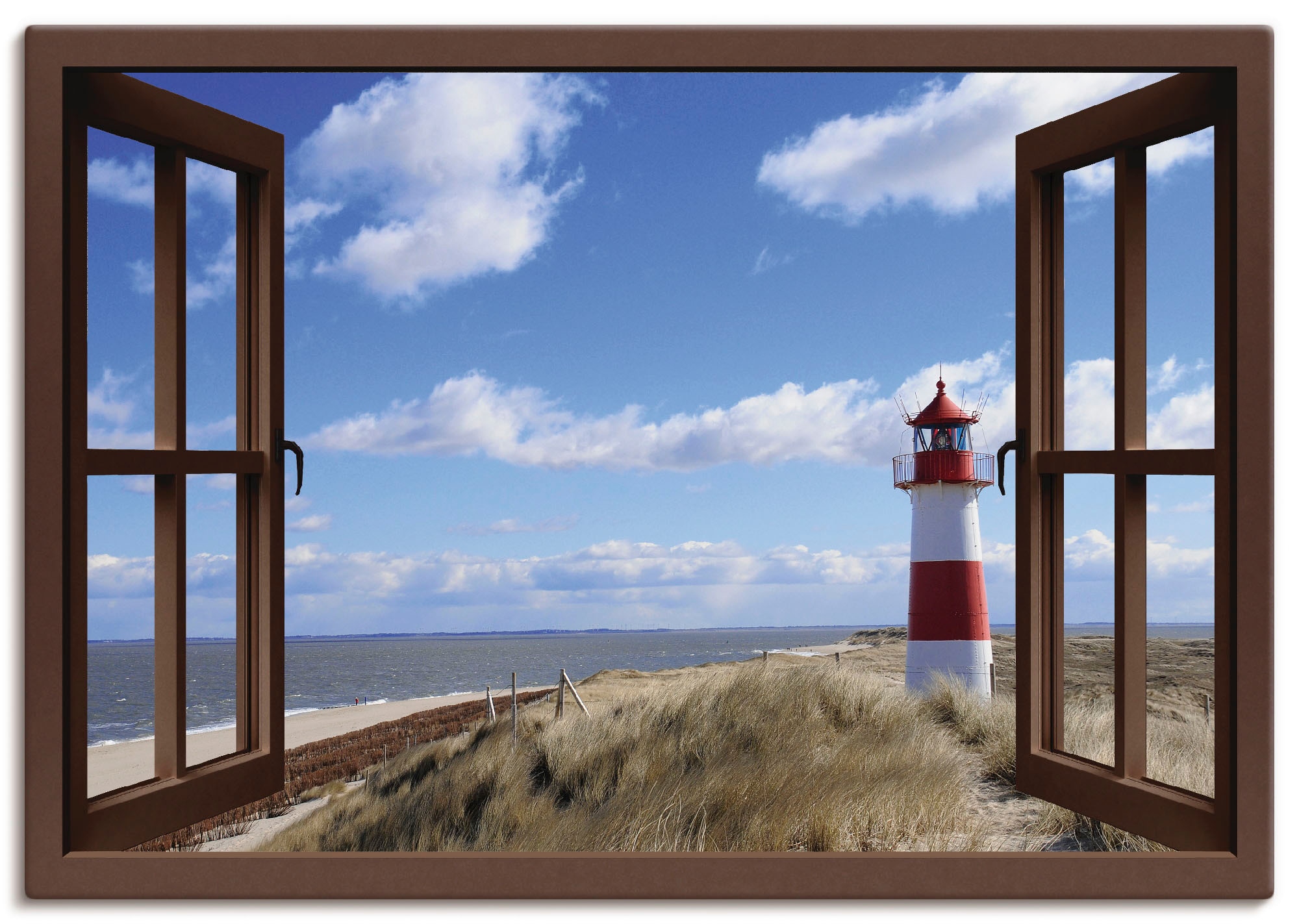 Artland Leinwandbild »Fensterblick - Leuchtturm Sylt« Fensterblick 1 Stk. t günstig online kaufen