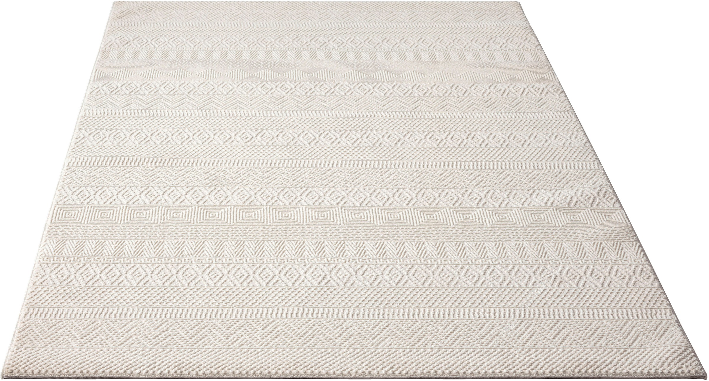 merinos Teppich »Sign 1901«, rechteckig, 12 mm Höhe, Hoch Tief Struktur, Raute, 100% recyceltem Polyester, Wohnzimmer