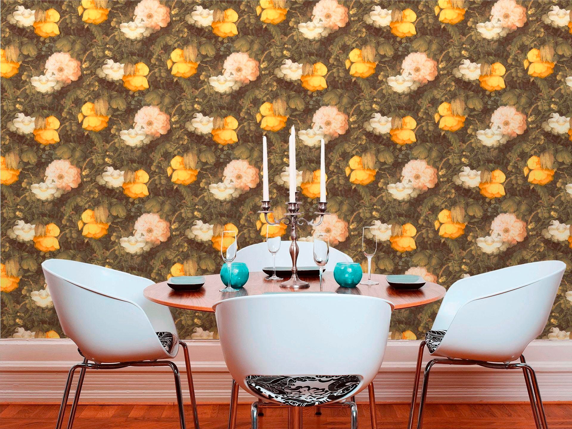 living walls Vliestapete »Metropolitan Stories Anke & Daan Amsterdam« floral | geblümt leicht strukturiert Floral Tapete Blumen Tapeten Wohnzimmer Schlafzimmer Küche Design Büro