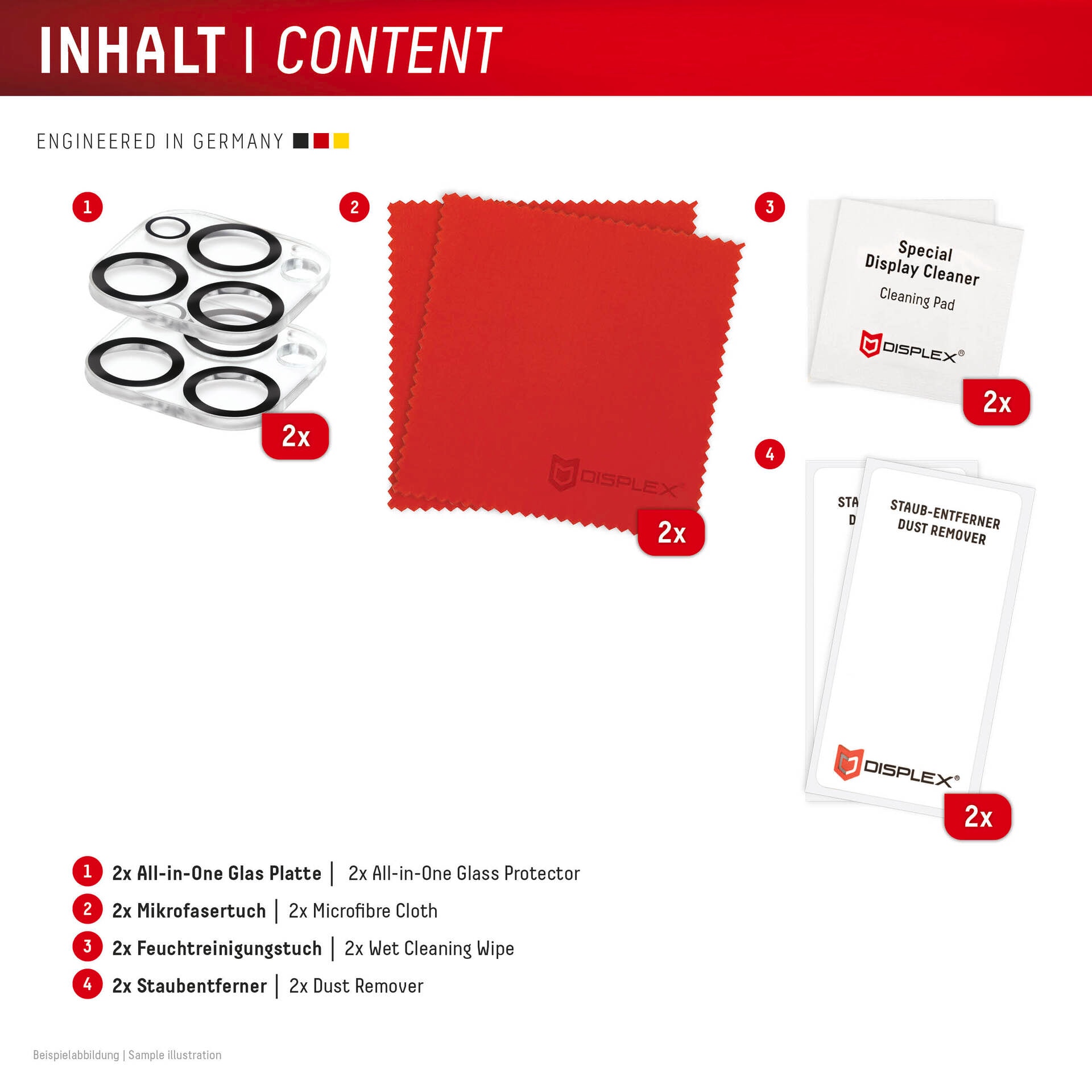 Displex Kameraschutzglas »Camera Lens Glass All-In-One Protector Full Cover« für Apple iPhone 15 Pro;Apple iPhone 15 Pro Max Packung, 2x All-In-One Glas,  Objektivschutz, Kameraschutz, kratz- & stoßfest