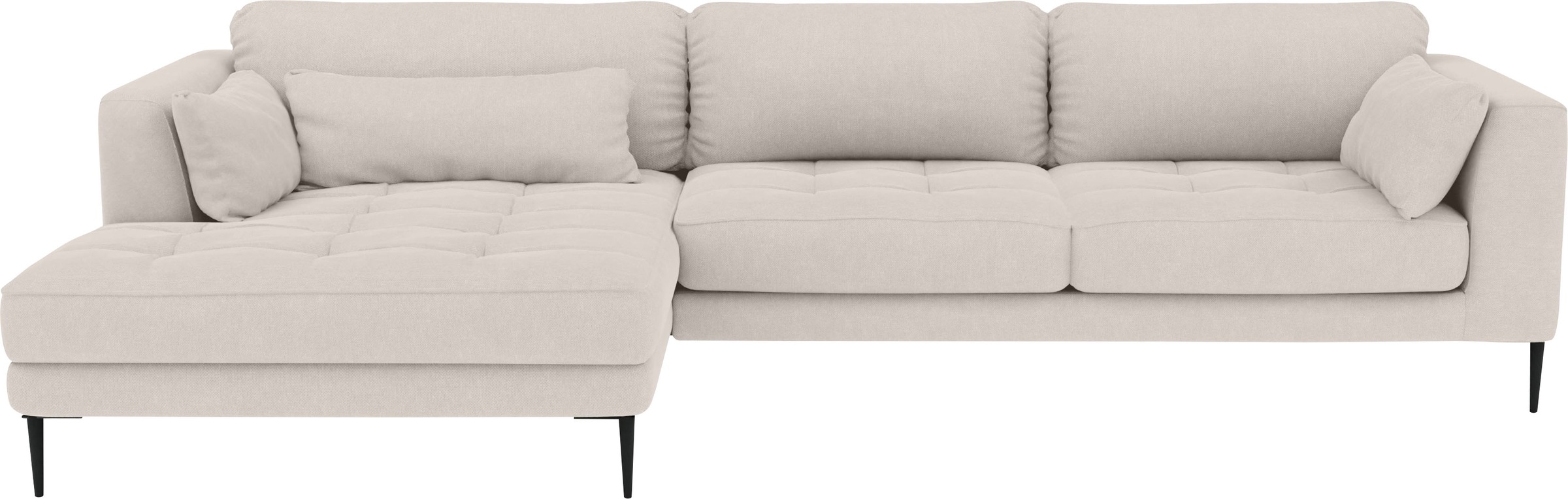 TRENDMANUFAKTUR Ecksofa »Luzi, wahlweise mit Schlaffunktion und Bettkasten bestellbar, L-Form«, Designsofa mit tollem Sitzkomfort, Metallfüße schwarz, Breite 280 cm