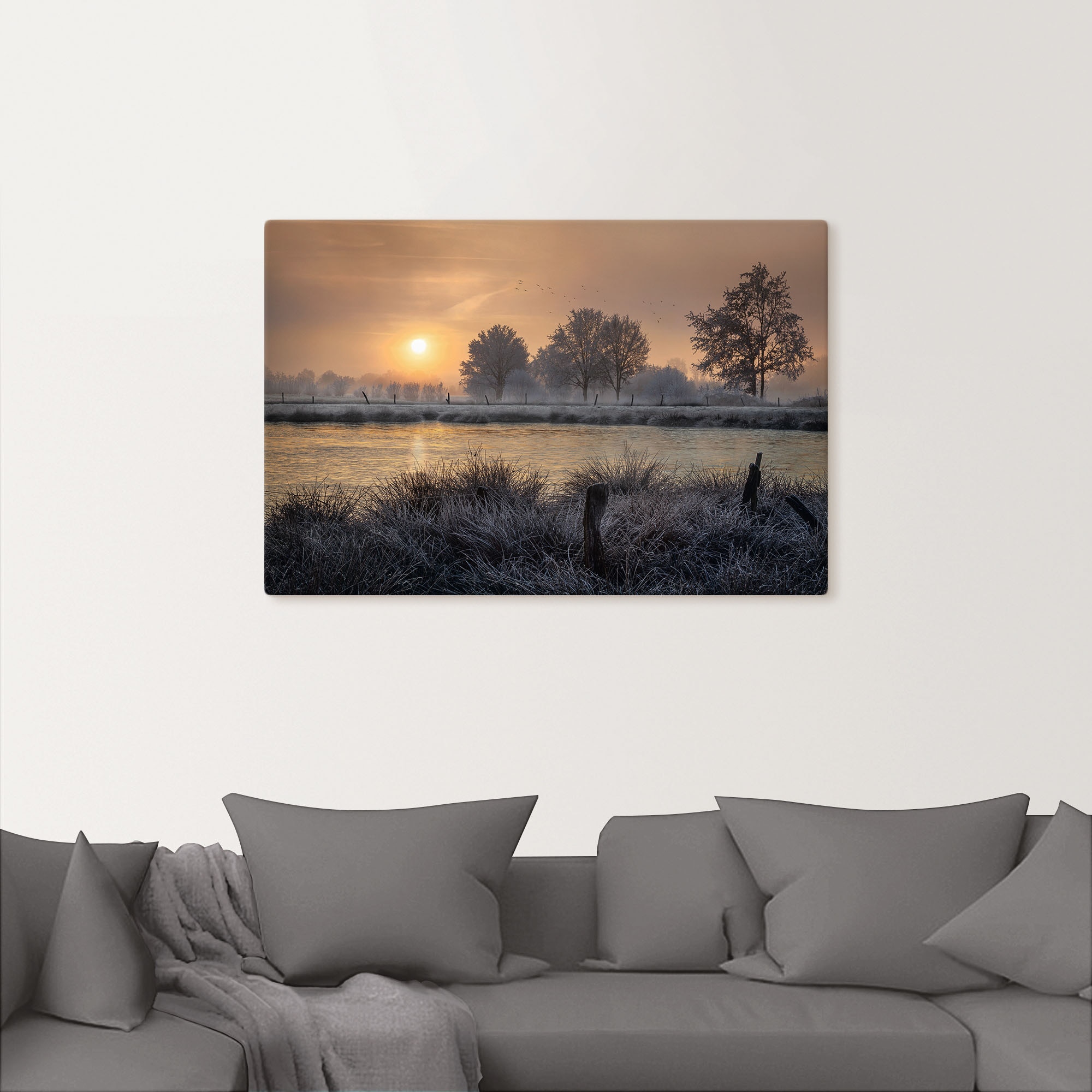 Artland Wandbild »Ein Wintertag beginnt«, Bilder vom Sonnenuntergang & -aufgang, (1 St.), als Alubild, Outdoorbild, Leinwandbild, Wandaufkleber, versch. Größen