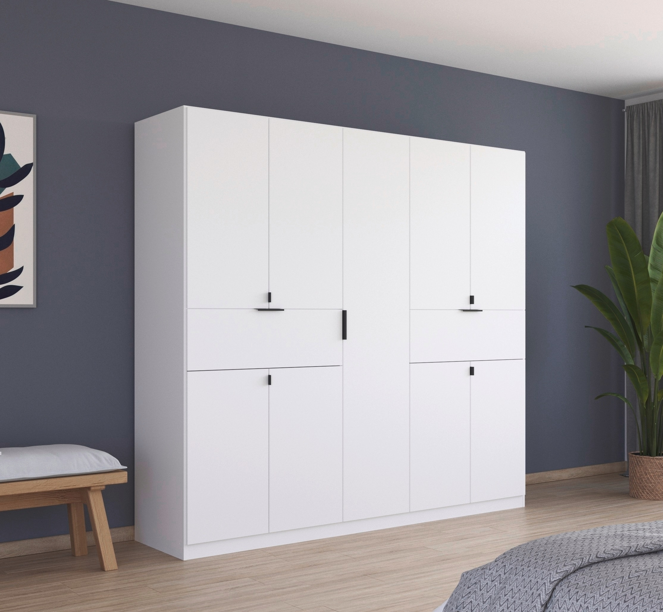 rauch Drehtürenschrank »Kleiderschrank Schrank Garderobe Wäscheschrank TICAO«, (Schubladen in der Höhe variabel positionierbar), mit 2 geräumigen Schubladen, viel Stauraum MADE IN GERMANY