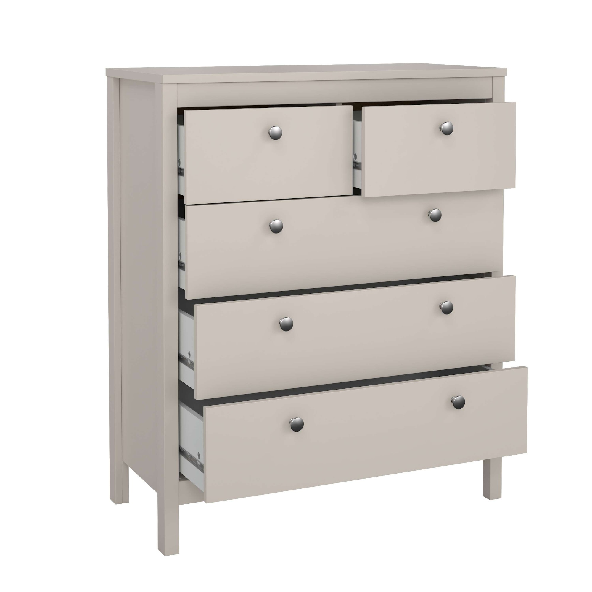 Home affaire Kommode »Madrid, Aufbewahrung, Schubladenschrank, Stauraum« Skandinavisches Design, Wahlweise Leder- oder Metallgriffe