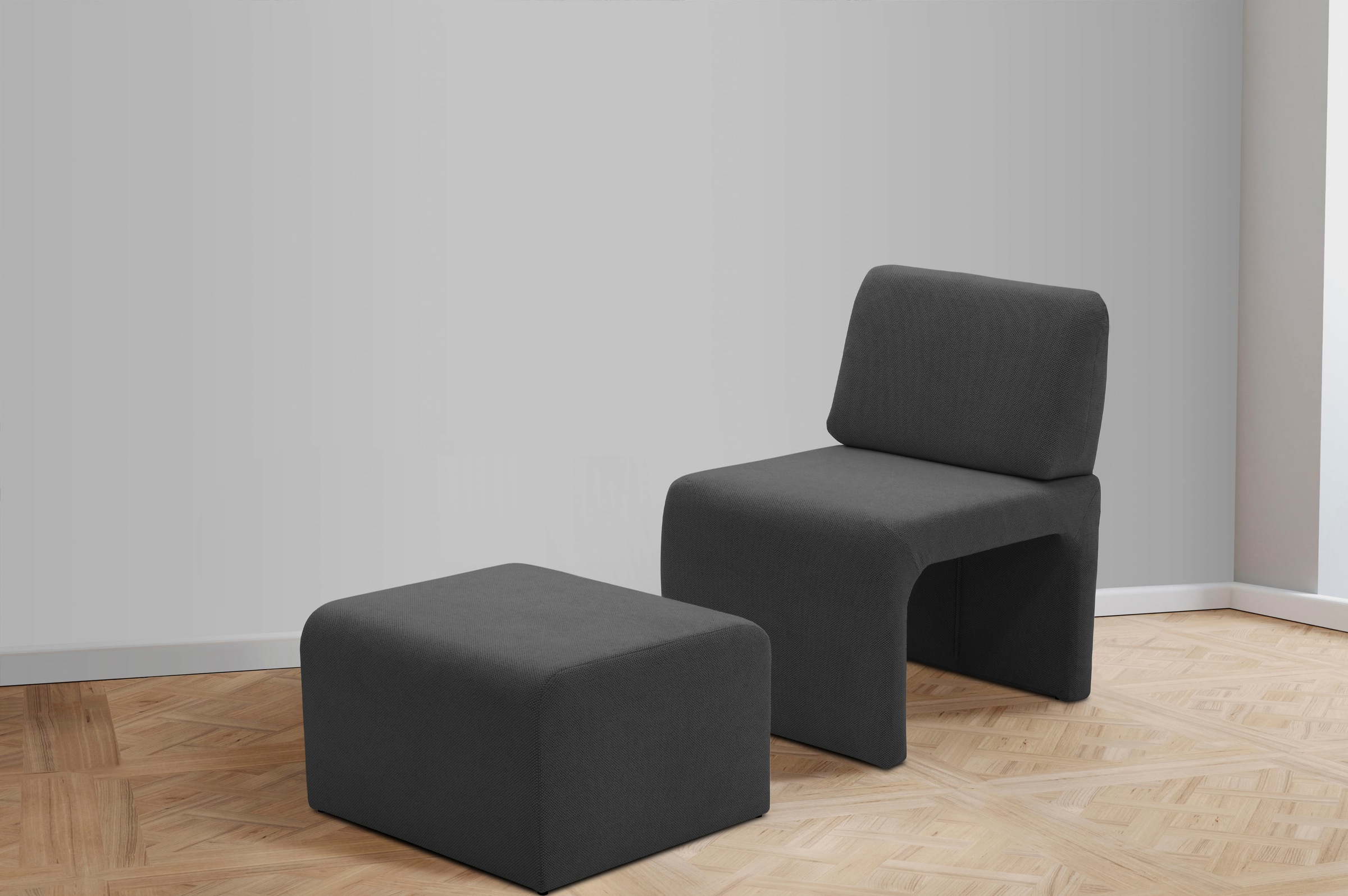 DOMO collection Sessel »mit Hocker 700017 ideal für kleine Räume, platzsparend, bequem«, Hocker unter dem Sessel verstaubar, lieferbar in nur 2 Wochen
