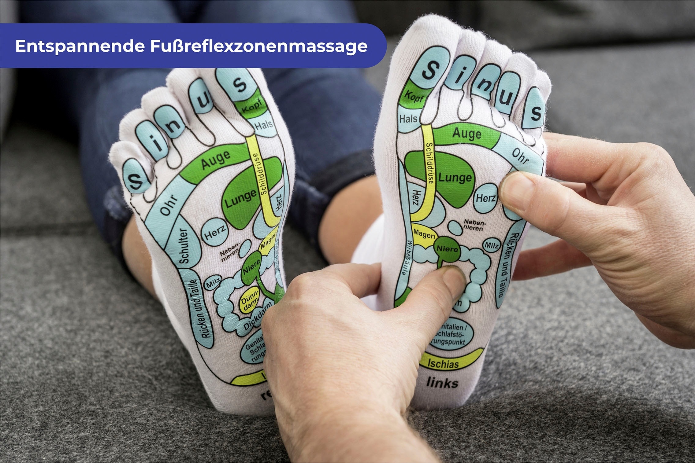 Maximex Fußreflexzonen-Massagematte »mit Socken«, (Set, 2 tlg.), Größe S