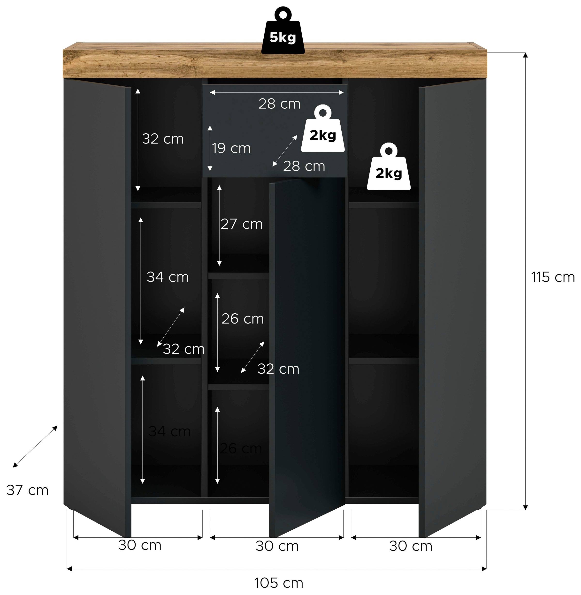 OTTO home Highboard »MAMBO« 2 farbige Ausführung, in verschiedenen Farben erhältlich, 1 Stk. tlg. Kommode, Sideboard, Wohnzimmer, Schlafzimmer