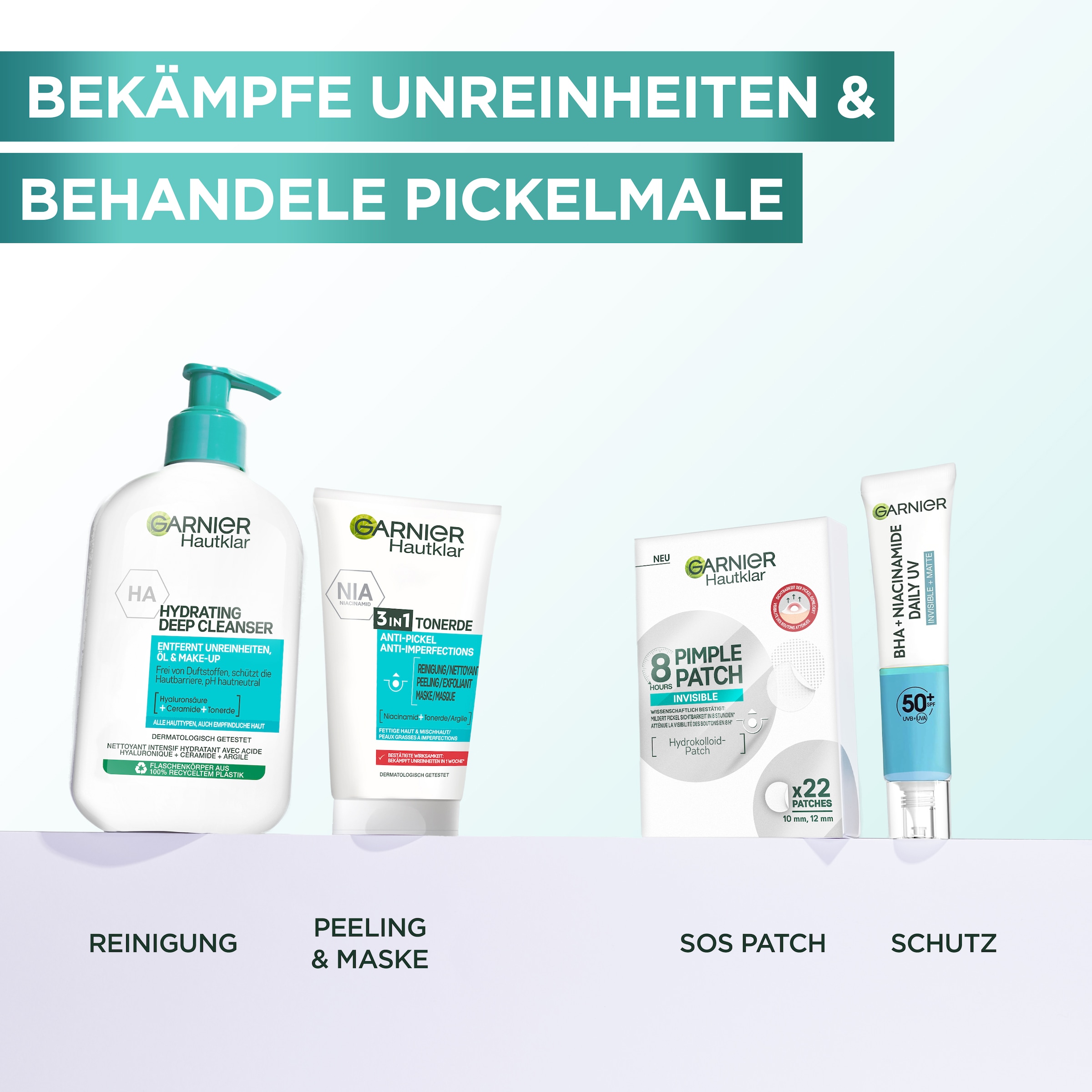 GARNIER Pflegestift »Garnier 8H Invisible Pimple Patch«, Flacht Pickel ab mit Hydrokolloid, keine Pickelmale.