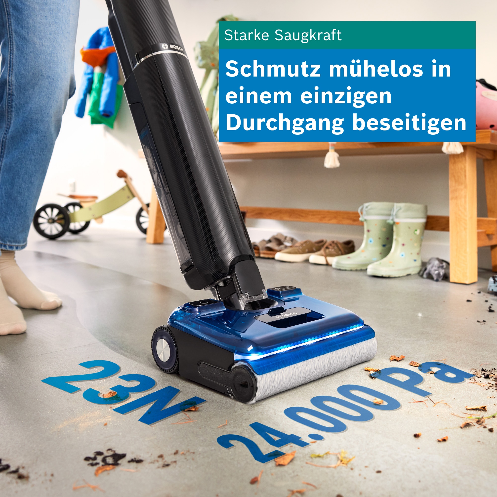 BOSCH Nass-Trocken-Sauger »OneFlow Serie 6 BHF61BM/BHF61BS, Selbstantrieb, 24kPA, 180°Neigung« Anti-Haarverwicklung, LED-Licht, Selbstreinigung, 40 min Akku / 150m²
