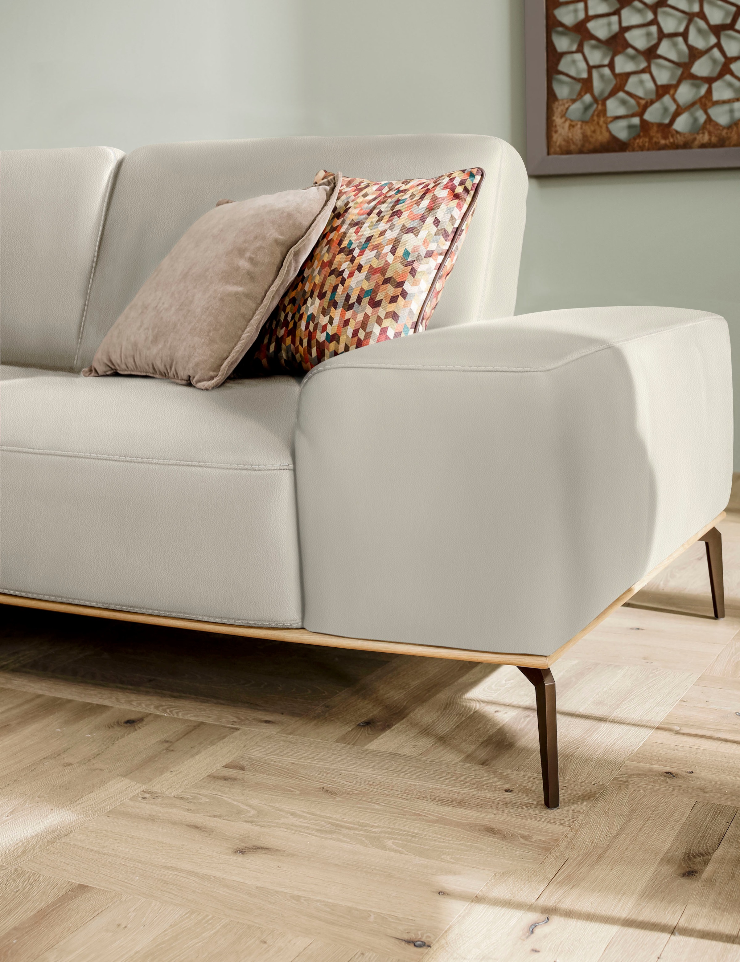 W.SCHILLIG Ecksofa »run, Designsofa mit tollem Sitzkomfort, bequem, L-Form«, mit Holzsockel, Füße in Bronze pulverbeschichtet, Breite 319 cm