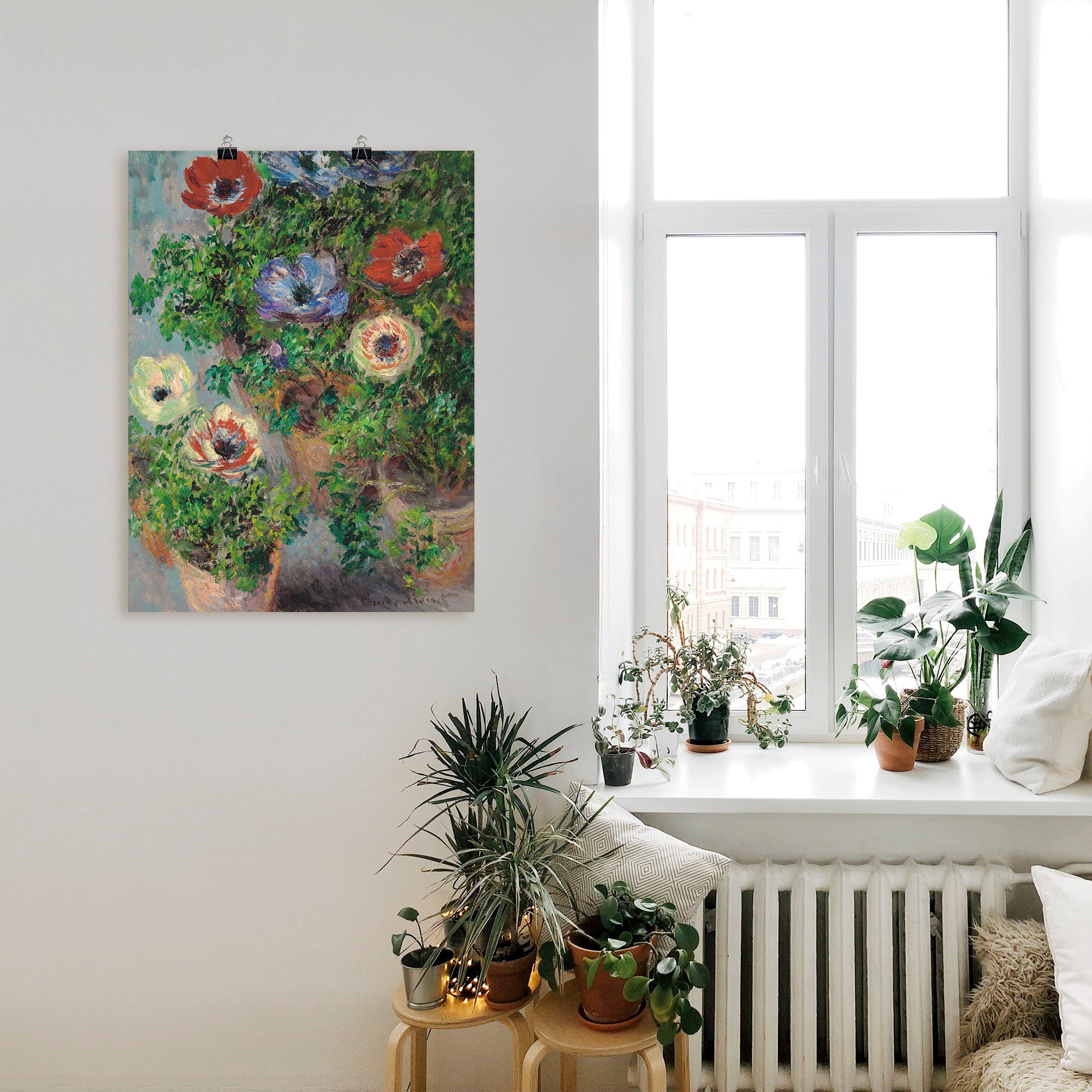 Artland Kunstdruck »Anemonen in einer Vase. 1885«, Blumen, (1 St.), als Leinwandbild, Wandaufkleber oder Poster in versch. Größen