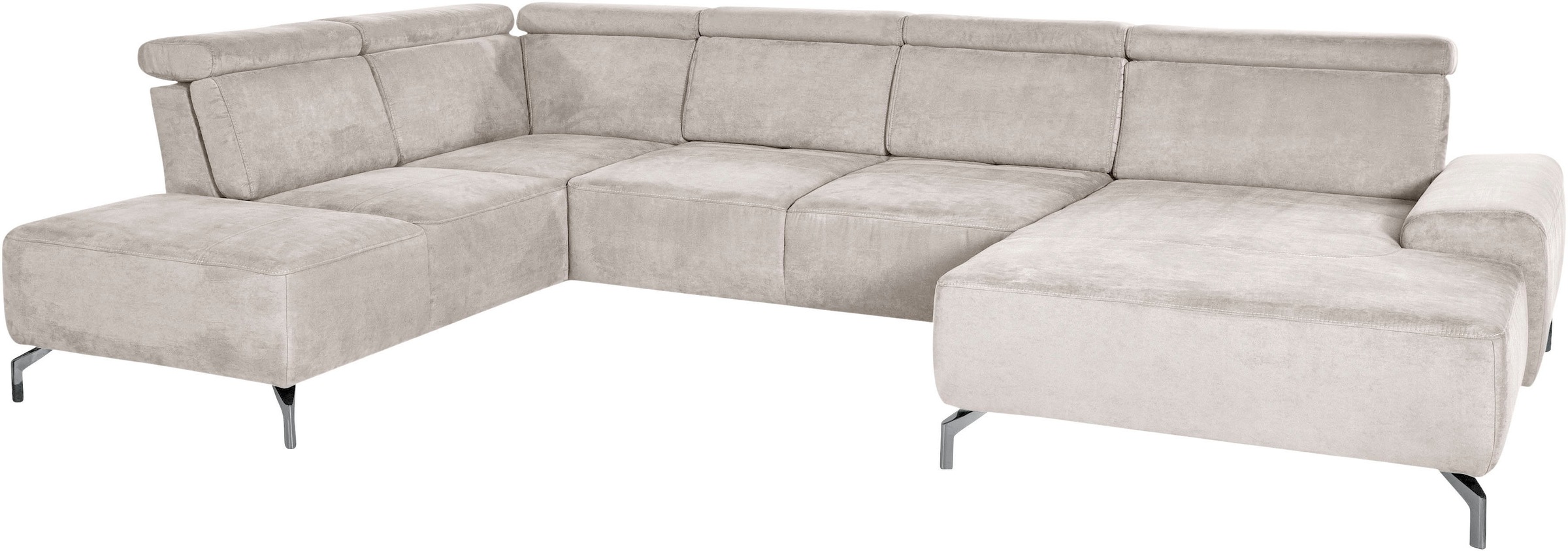 sit&more Wohnlandschaft »Gizeh U-Form«, 15 cm Fußhöhe, inklusive Sitztiefenverstellung und Kopfteilverstellung