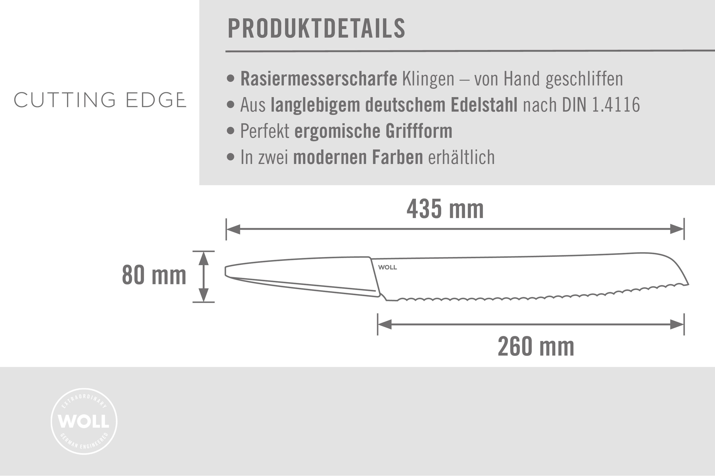 WOLL Brotmesser »Cutting Edge« aus deutschem Edelstahl gemäß DIN 1.4116