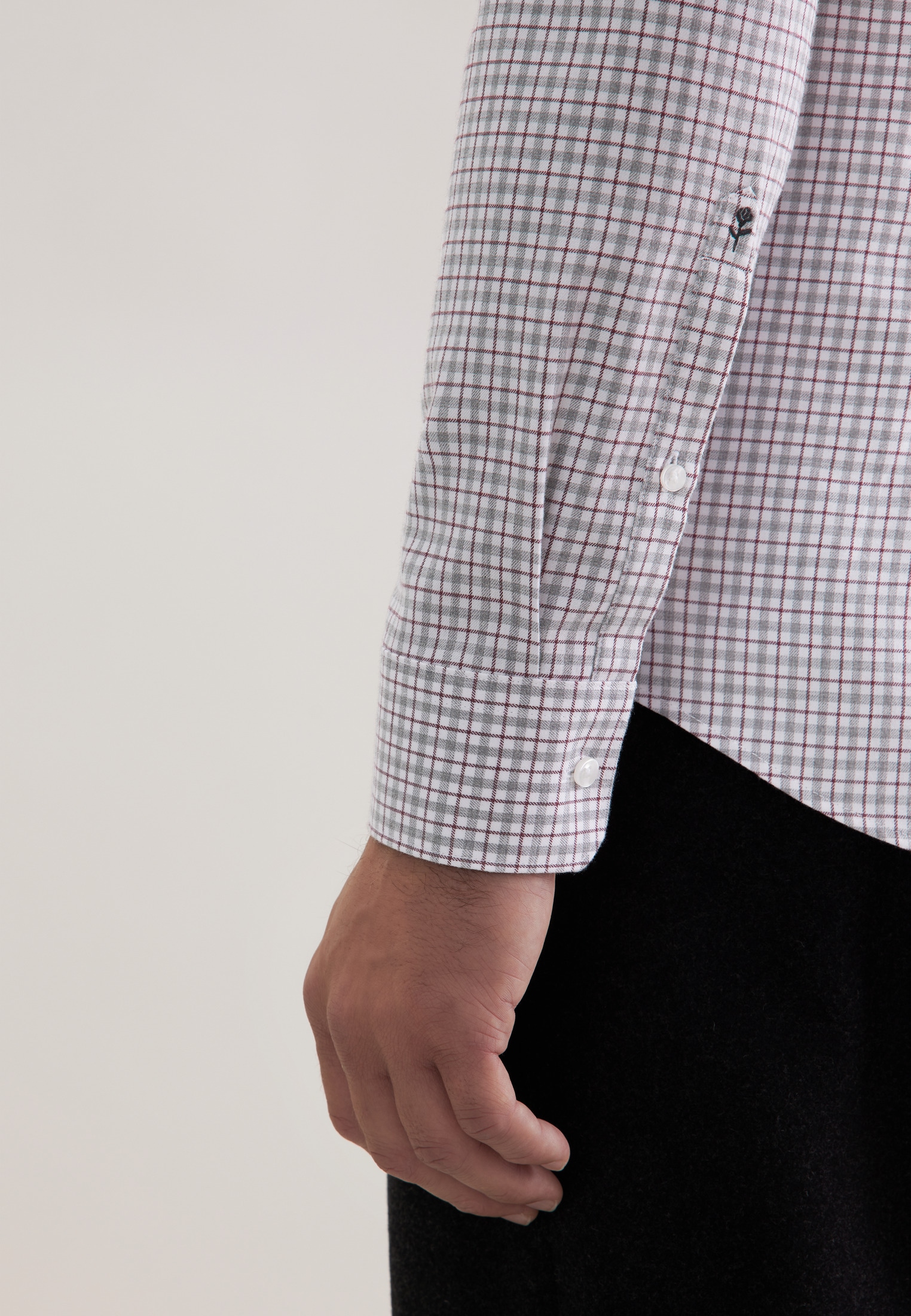 seidensticker Flanellhemd »Schwarze Rose« Slim 1/1 Button-Down-Kragen Karo