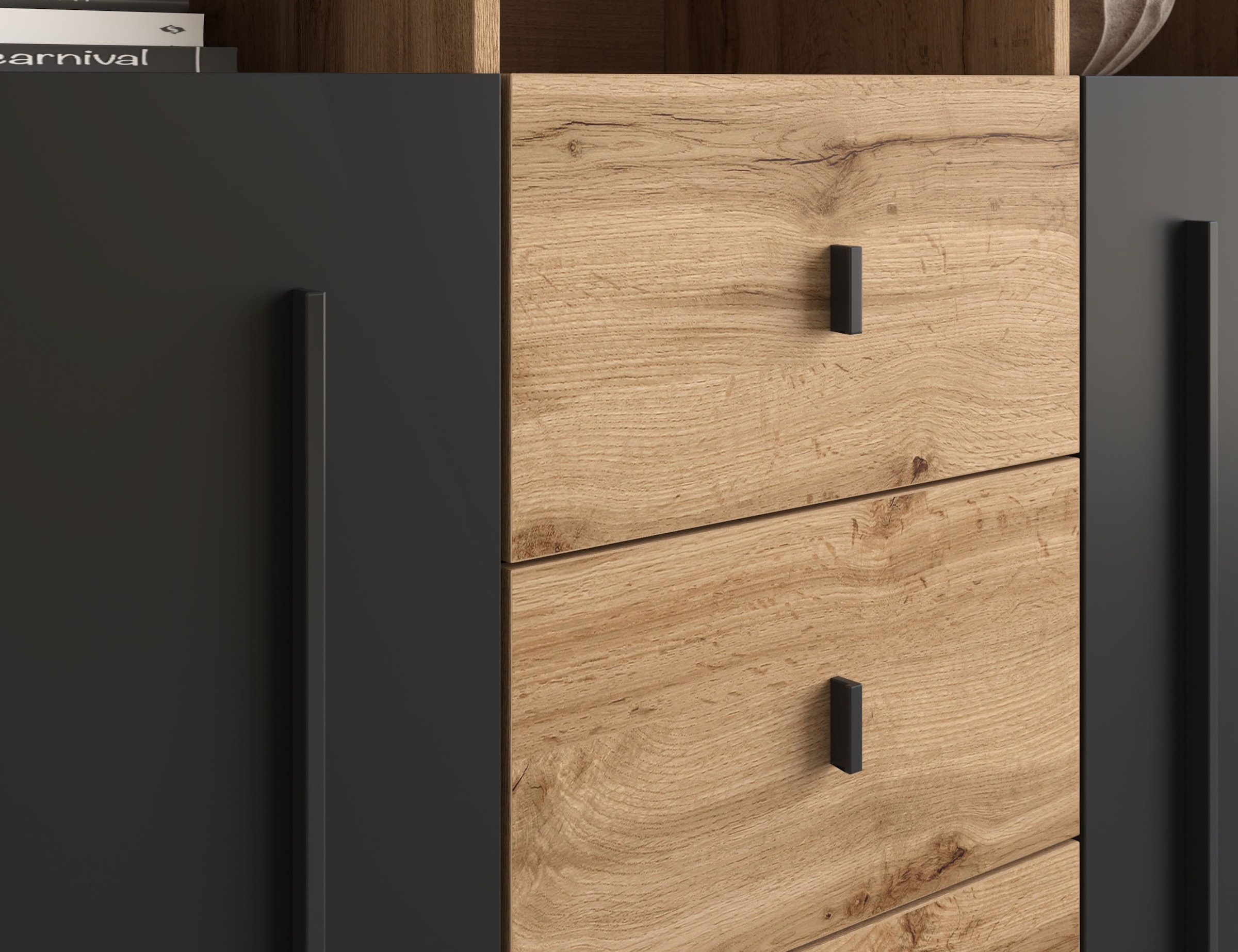 INOSIGN Sideboard »Roger,Breite 132cm, stilvolle Schrank, 2 Holztüren 3 Schubladen«, Kommode mit viel Stauraum, Einlegeböden verstellbar
