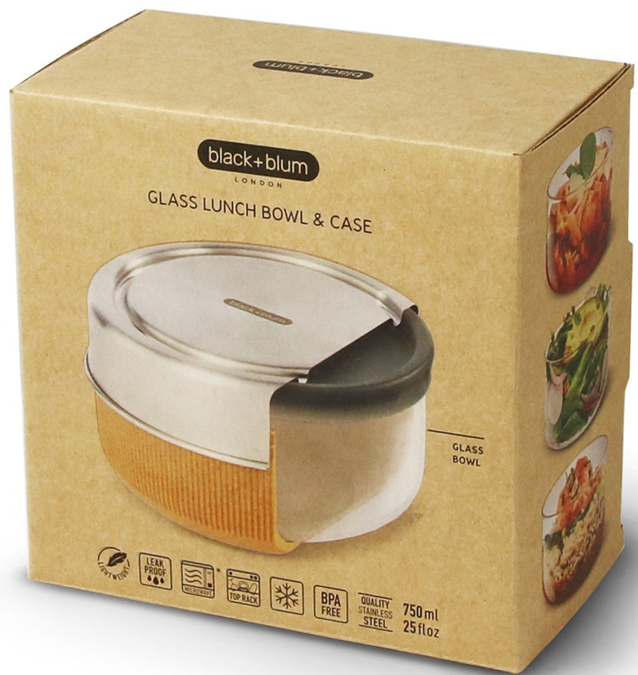 black+blum Lunchbox, (3 tlg.), spülmaschinengeeignet, mit Edelstahldeckel und Silikonschutzaufleger