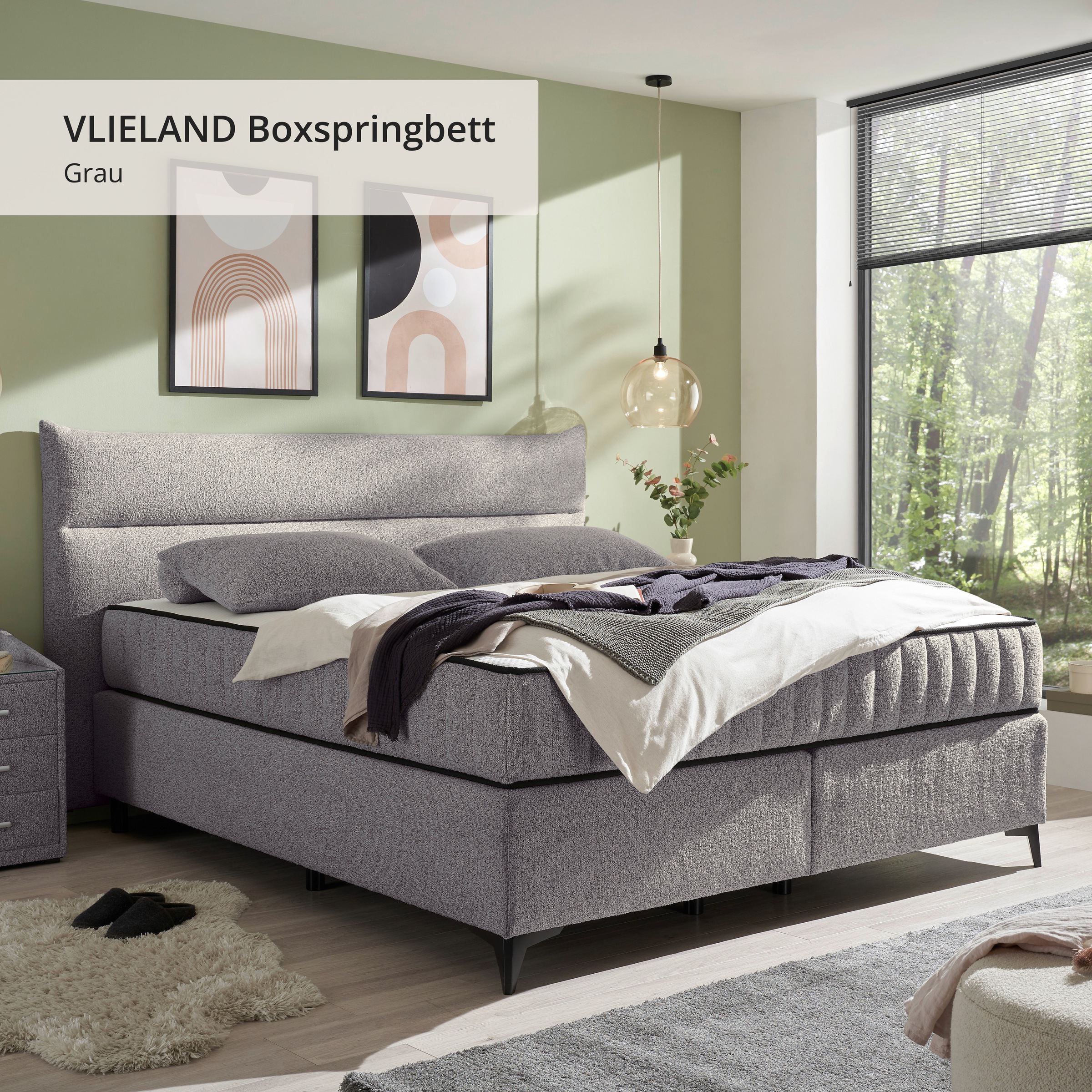 ED EXCITING DESIGN Boxspringbett »Vlieland« Premium 9-Zonen-Tonnentaschenfederkern Duo-Matratze mit Kokosmatte