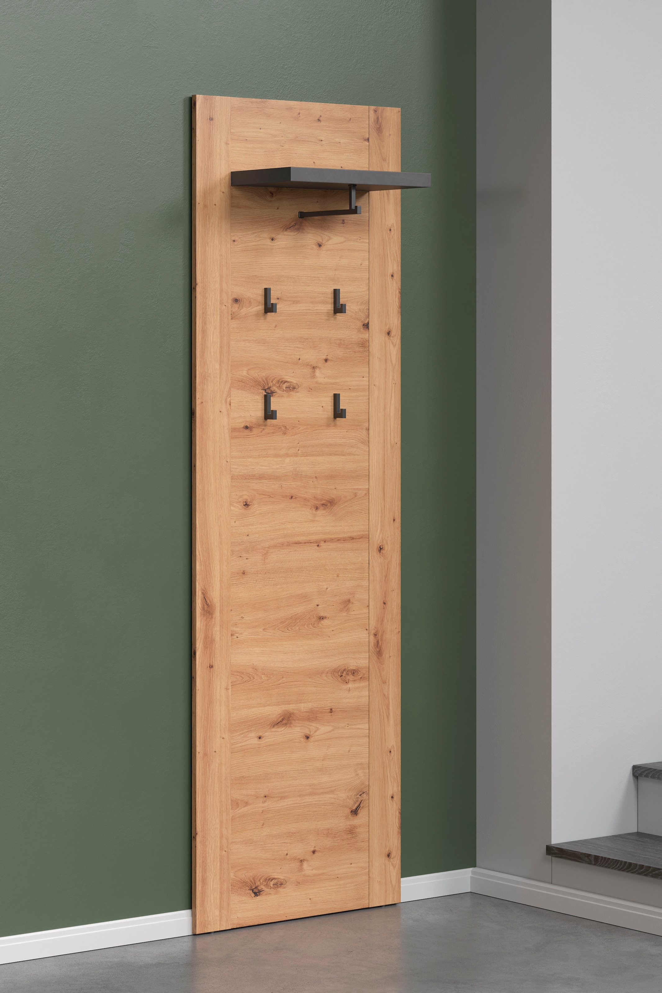 Home affaire Garderobenpaneel »Ambres« Garderobenpaneel mit Ablage & Haken - (B/T/H) 62/26/199 cm
