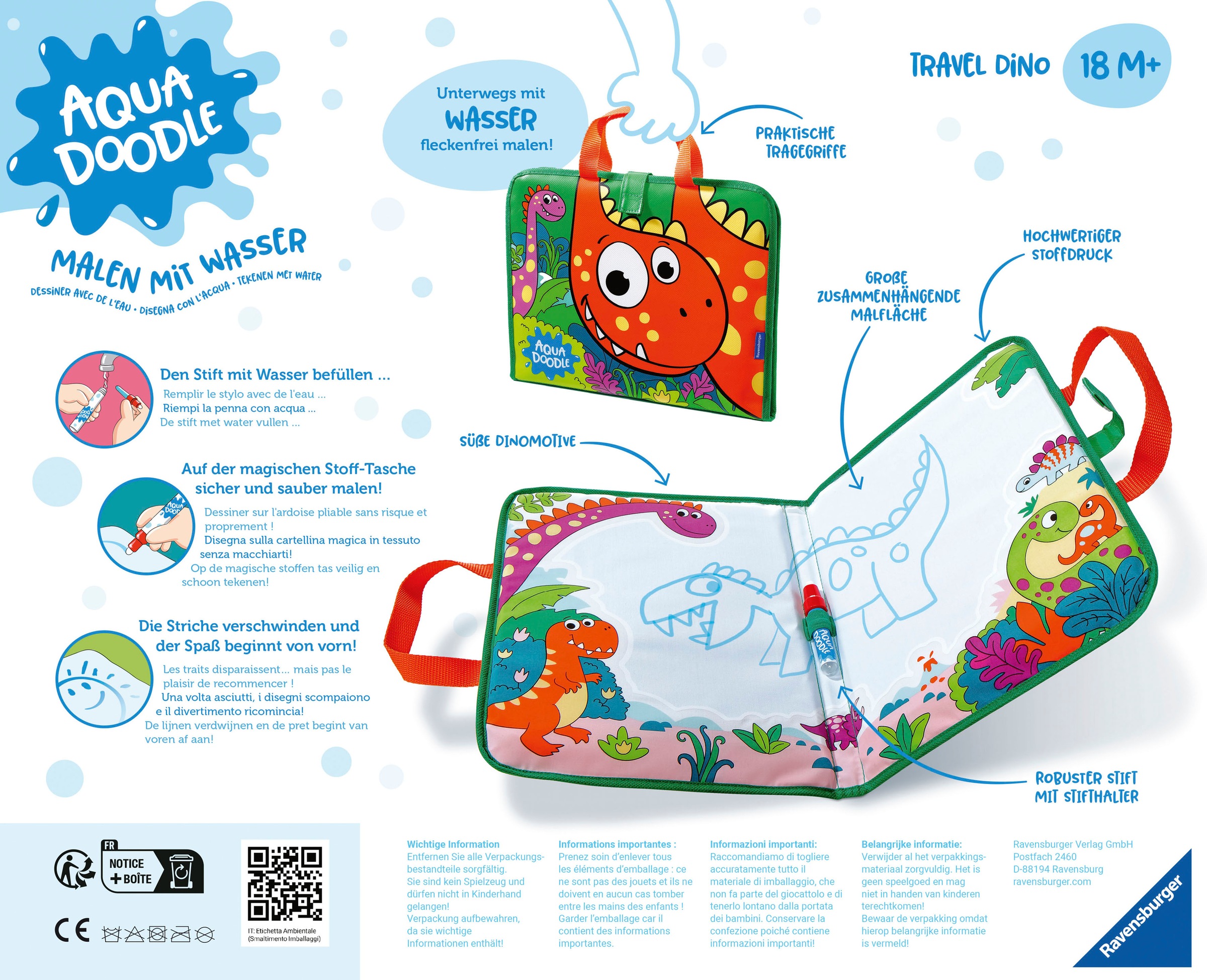 Ravensburger Kreativset »ministeps®, Aqua Doodle®, Travel Dino«, Made in Europe