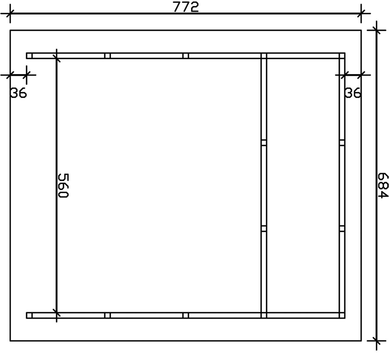 Skanholz Doppelcarport »Schwarzwald«, KVH-Fichte, 560 cm, Weiß, mit Abstellraum 3, mit Dachschalung
