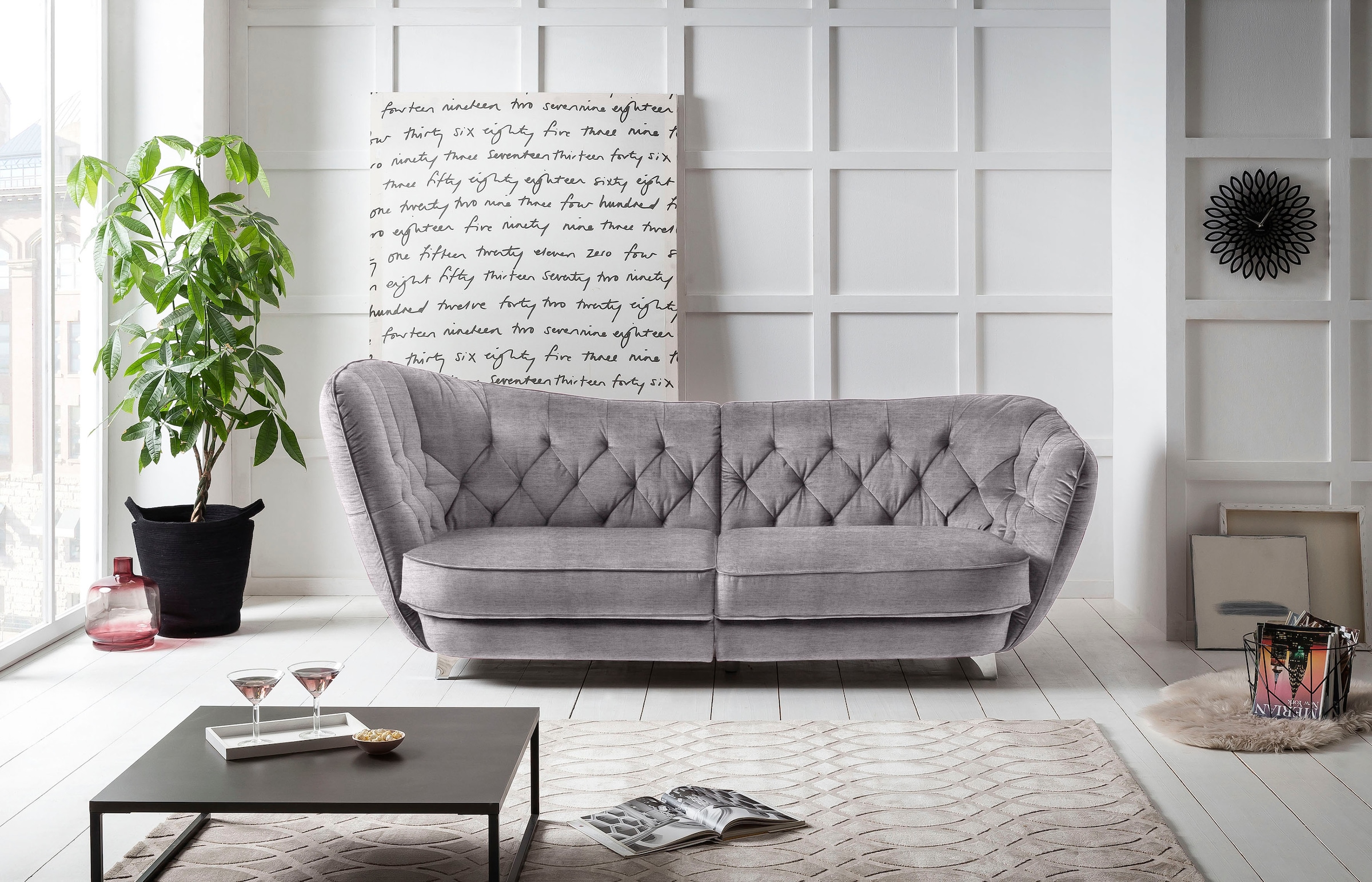 Leonique Big-Sofa »Retro«, stylischer Hochlehner günstig online kaufen