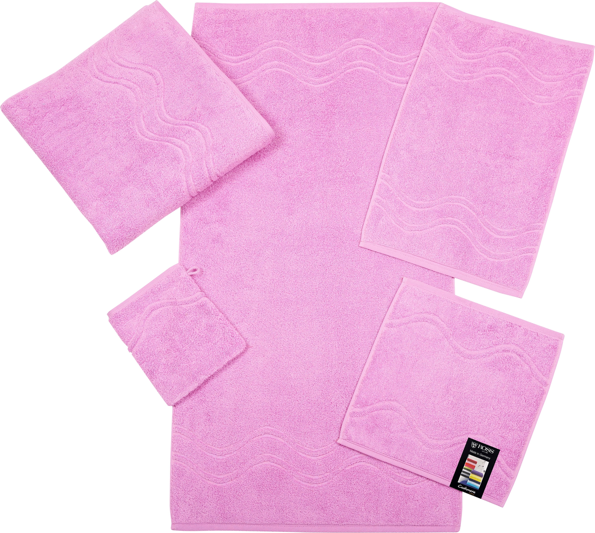 ROSS Waschhandschuh »Cashmere feeling«, (6 St.), mit Wellen-Bordüre günstig online kaufen