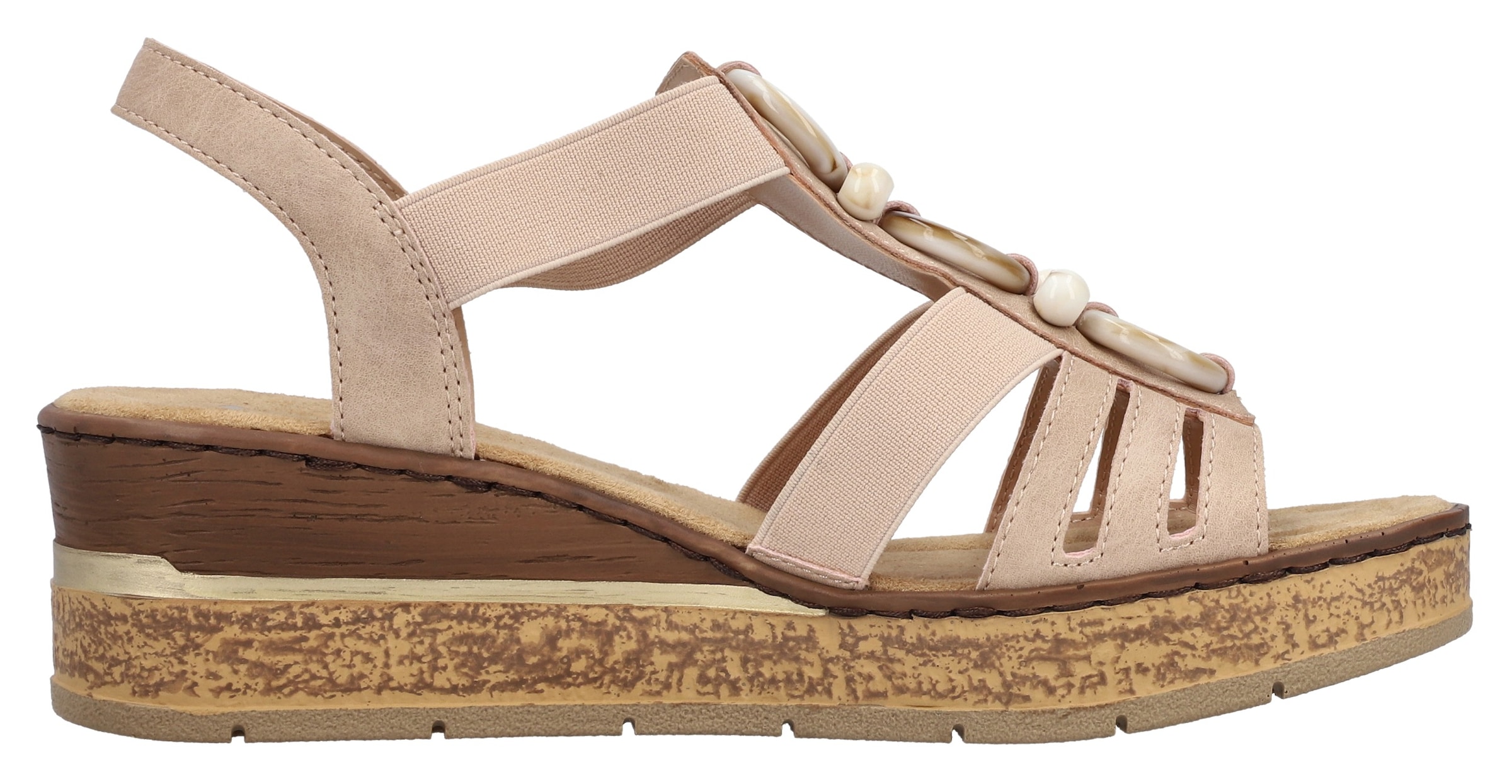 Rieker Keilsandalette  Sommerschuh, Plateausandale, Schlupfschuh mit seitlichen Gummizügen