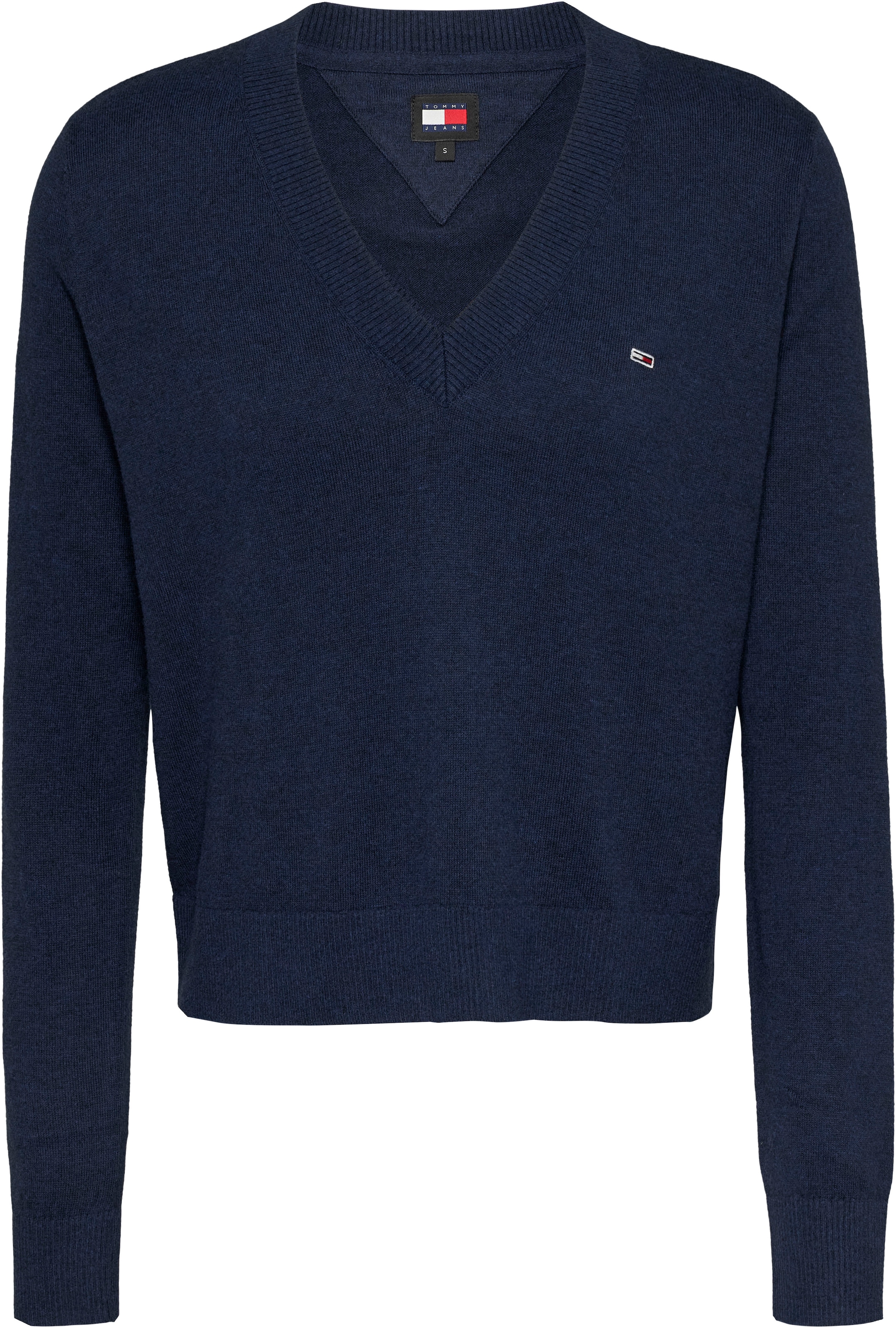 Tommy Jeans Strickpullover »TJW ESSENTIAL VNECK SWEATER EXT«, mit Logostickerei