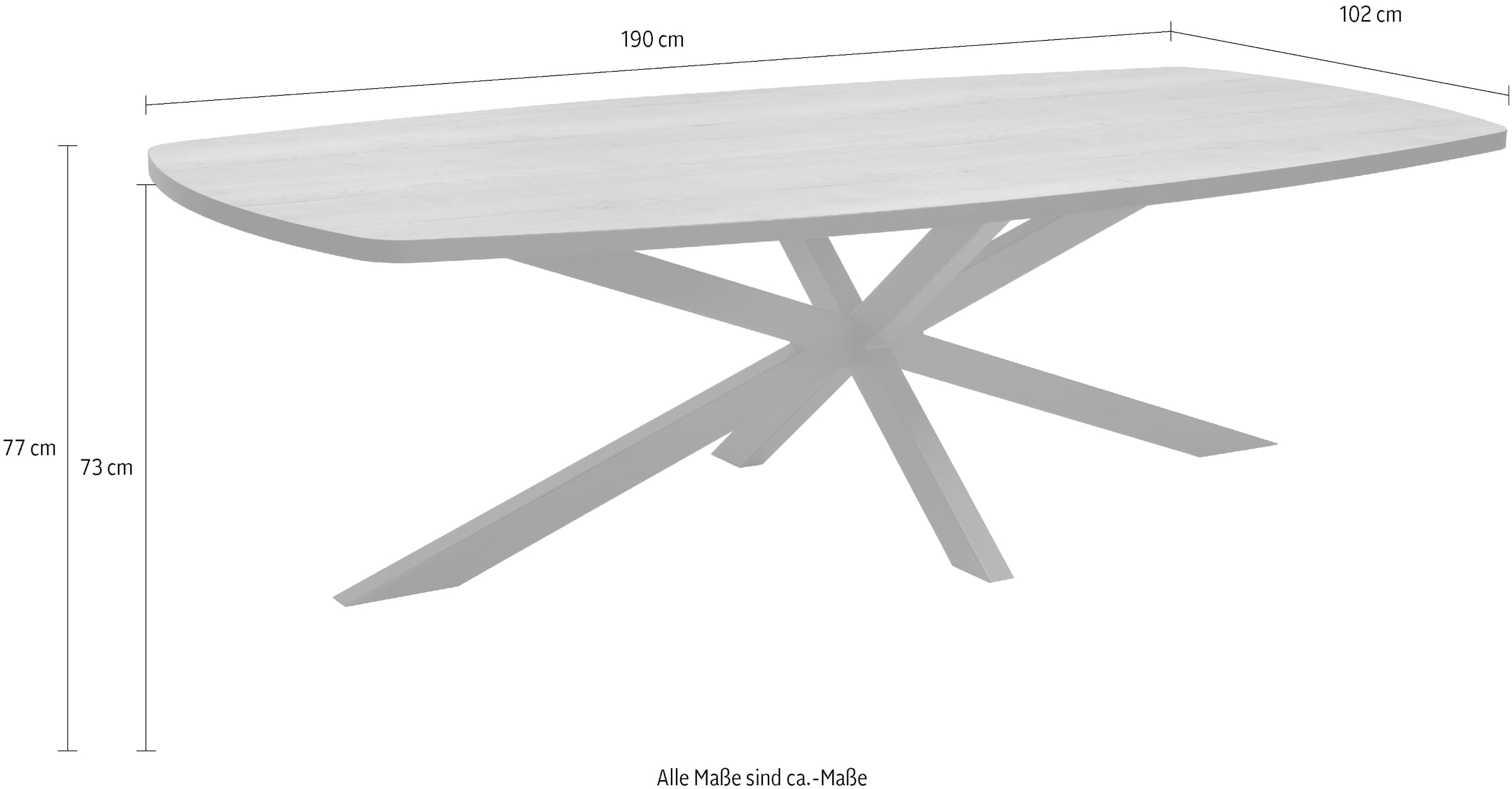 OMG Design Esstisch »Costa«, Zeitloser Landhausstil, Breite 190 cm, moderne Bootsform