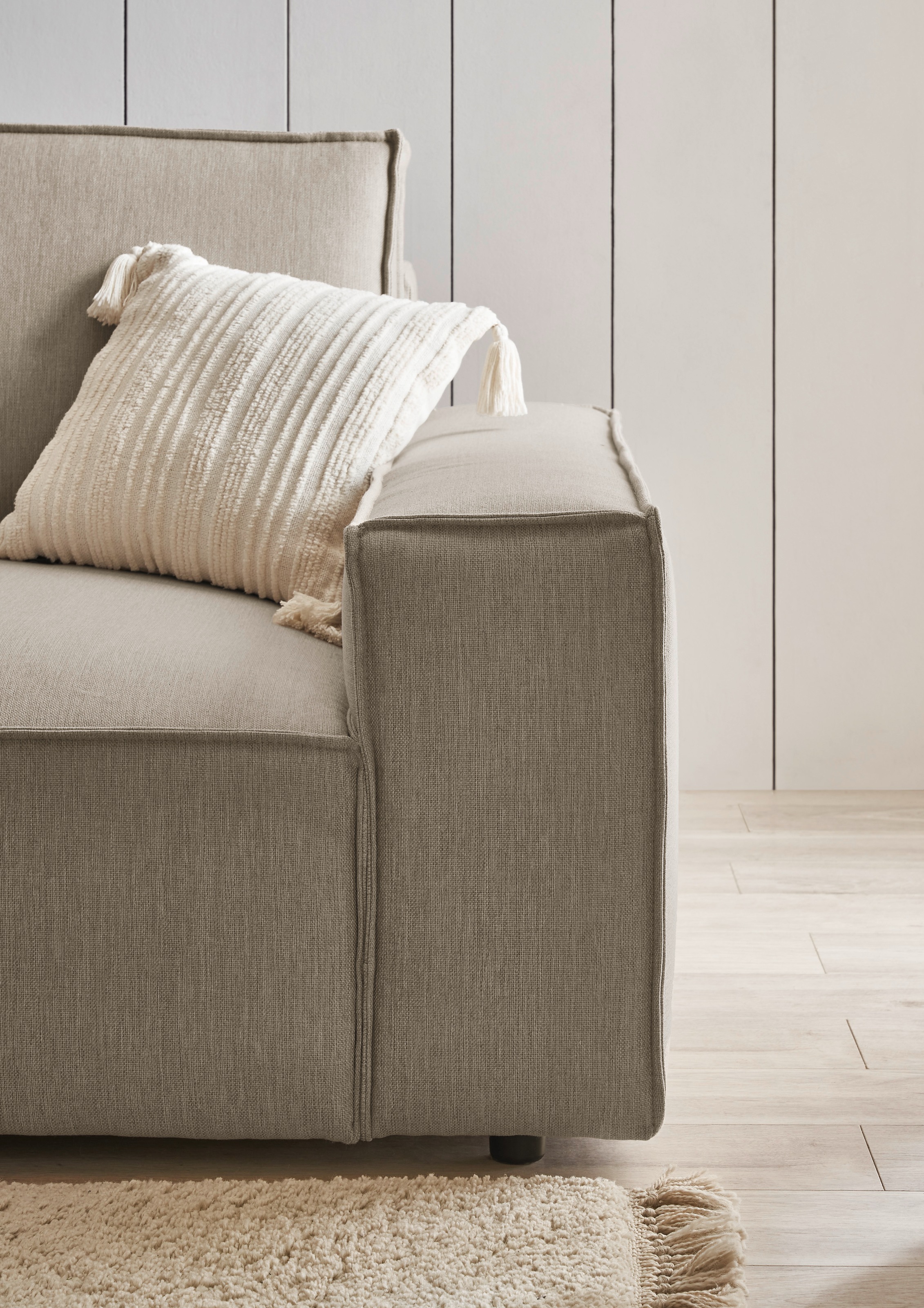 Home affaire Ecksofa »NEU: SHERWOOD XXL 284, Big-Sofa L-Form, tiefe Sitzfläche 95 cm, Cord«, Recamiere rechts/links, als Schlafsofa stellbar, Cord u. Leinenoptik