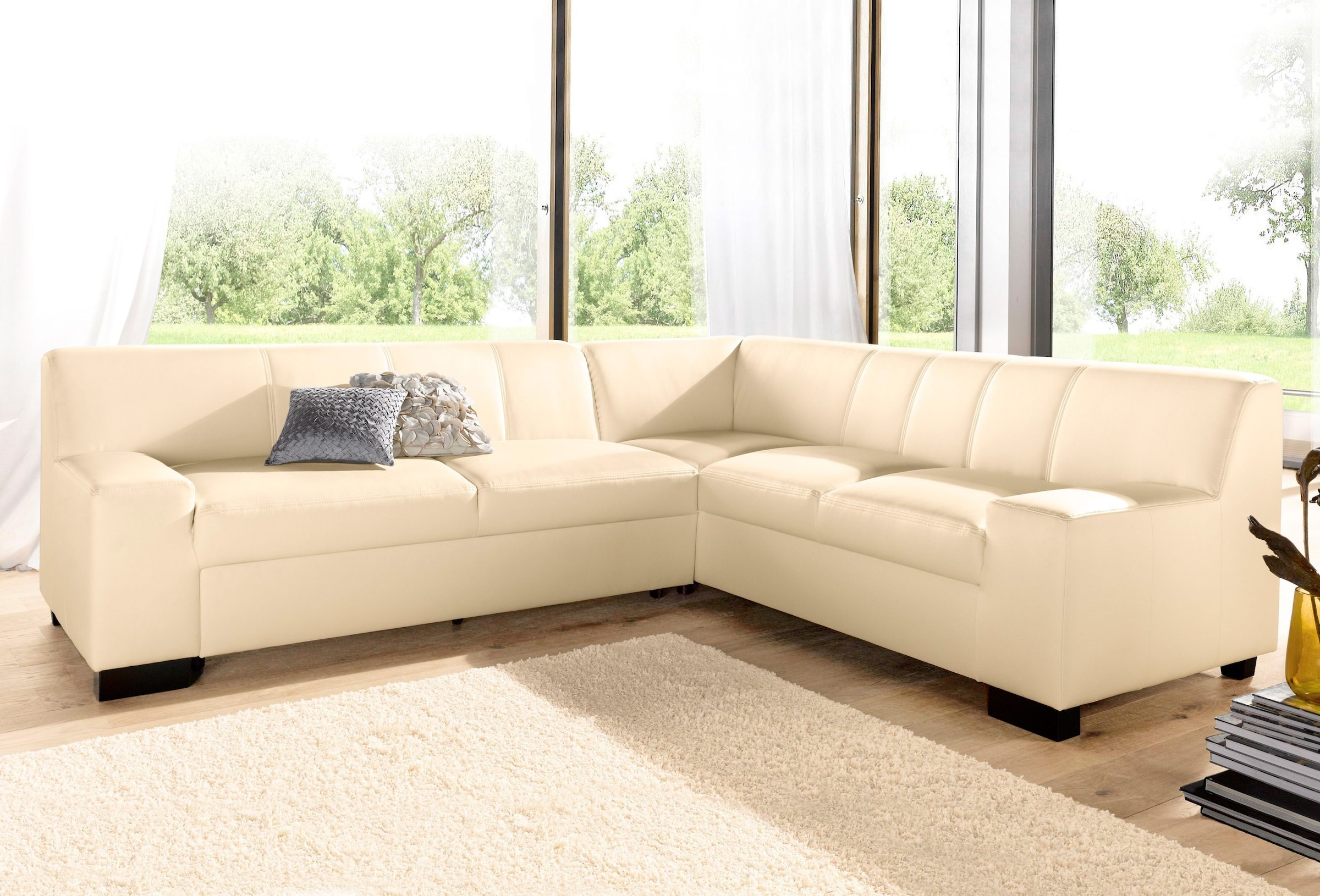DOMO collection Ecksofa »Norma, moderne Armlehnen, zeitlos und elegant, L-F günstig online kaufen