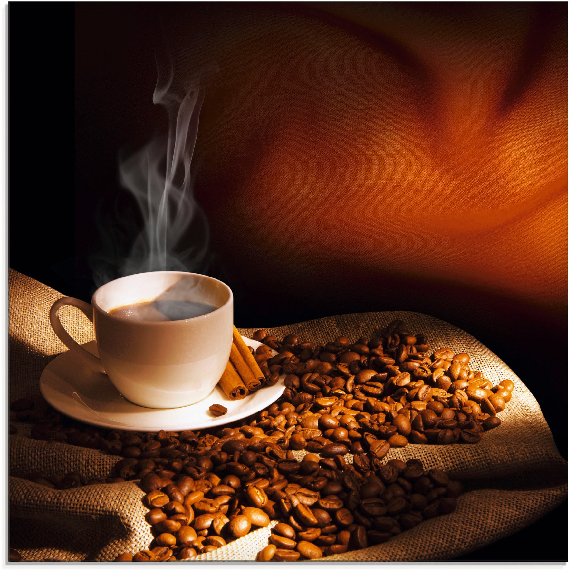 Glasbild »Dampfende Tasse Kaffee«, Getränke, (1 St.), in verschiedenen Größen