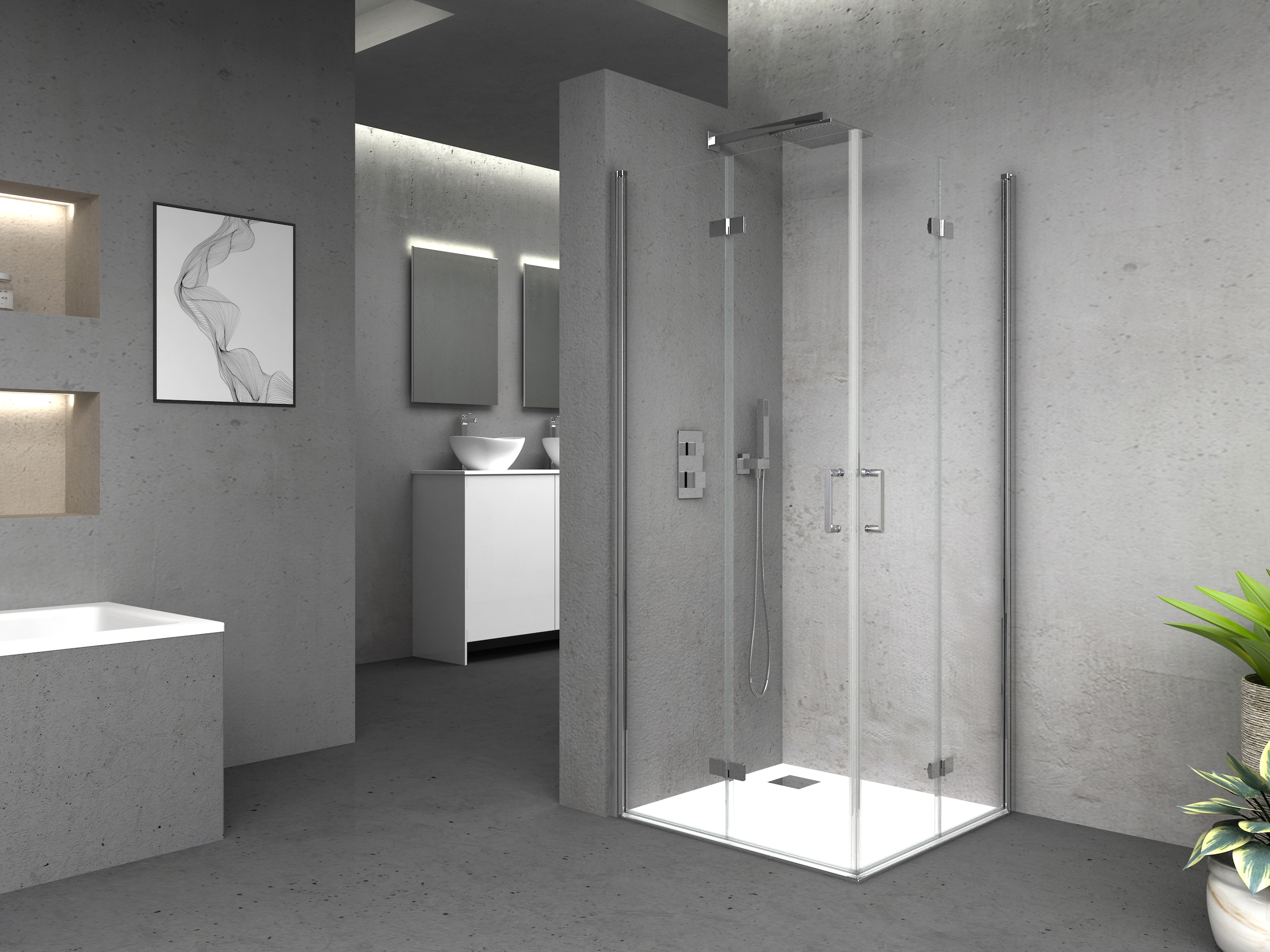 Marwell Eckdusche »Shine Square« mit Schwingrichtung in beide Seiten, mit EasyClean