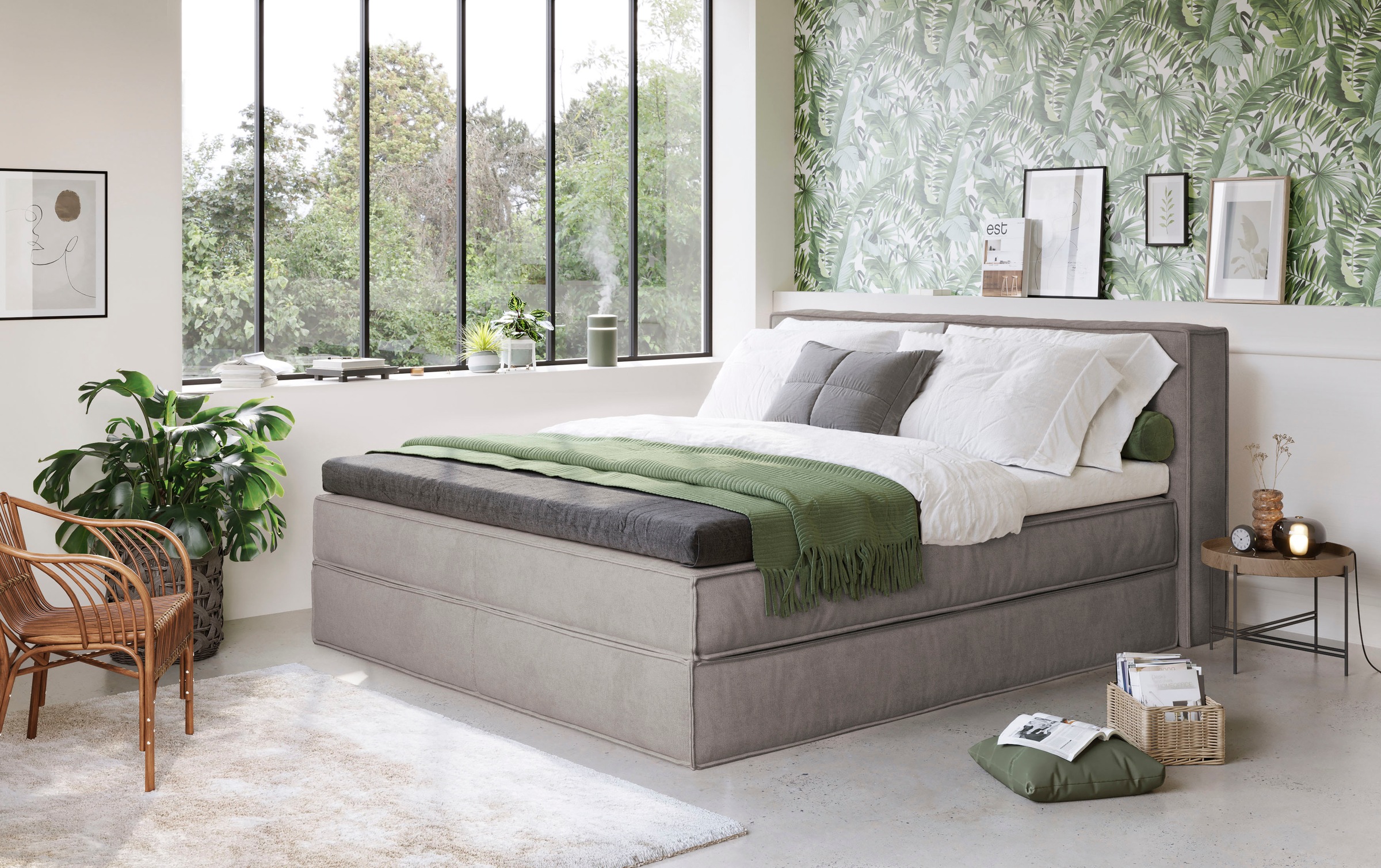 Home affaire Boxspringbett »Sacy«, Boxbett inkl. Topper, 2 Matratzen, Härtegrade H2, H3 und H4 wählbar