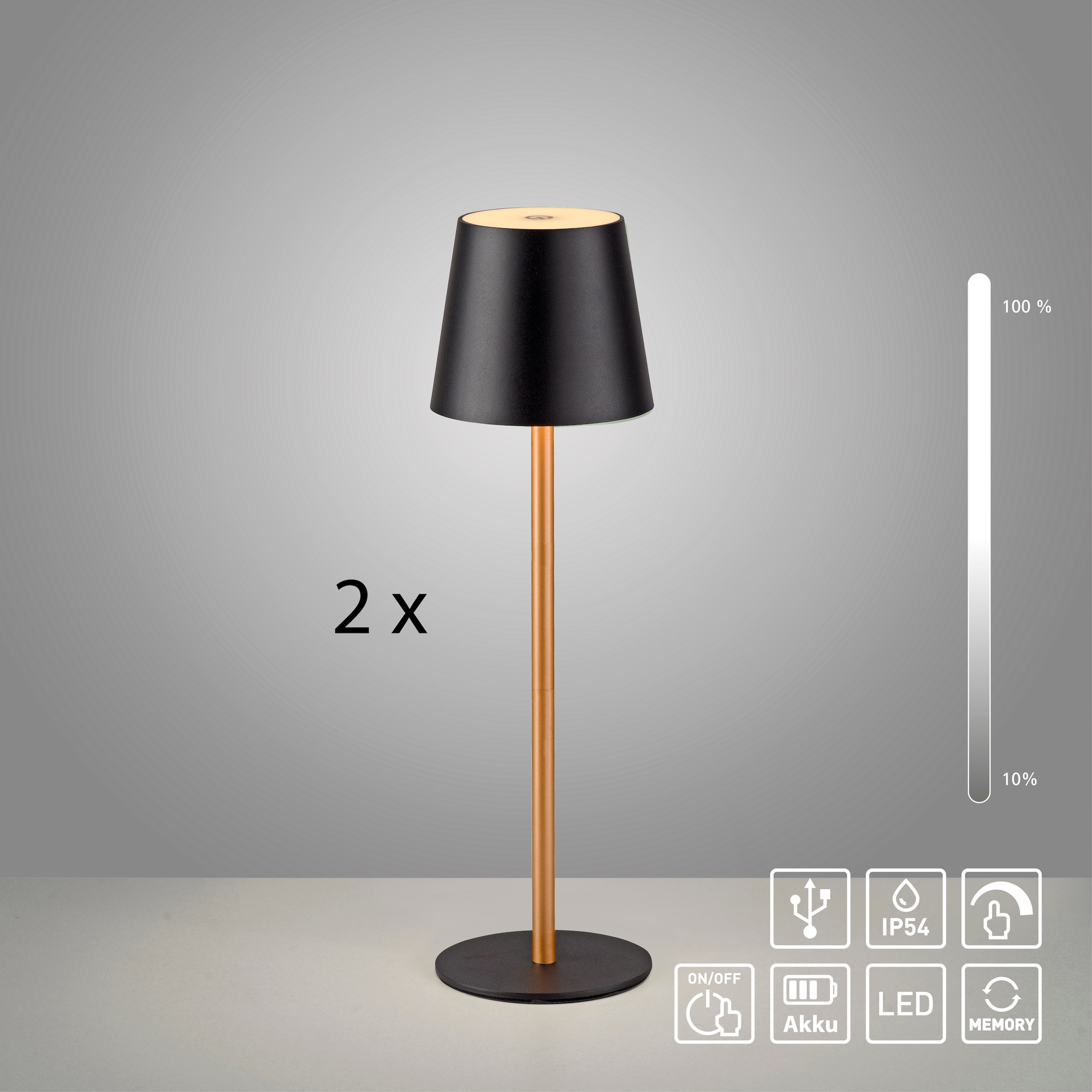 JUST LIGHT LED Tischleuchte »EURIA, 2er Set« LED-Board 2 Stk. Warmweiß LED Akku Tischlampe