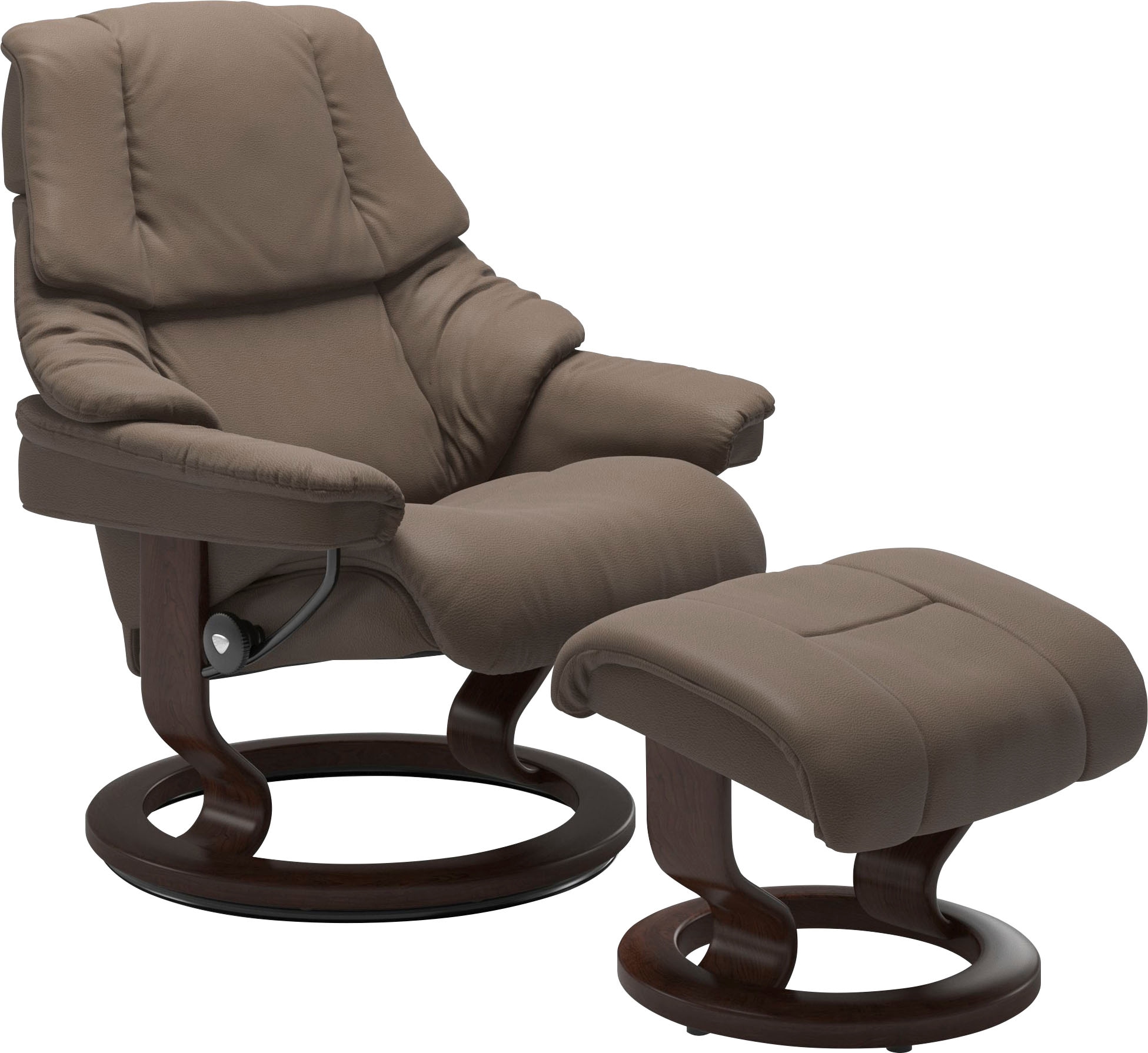 Stressless® Relaxsessel »Reno« Set, Relaxsessel mit Hocker,  mit Hocker, mit Classic Base, Größe S, M & L, Gestell Braun