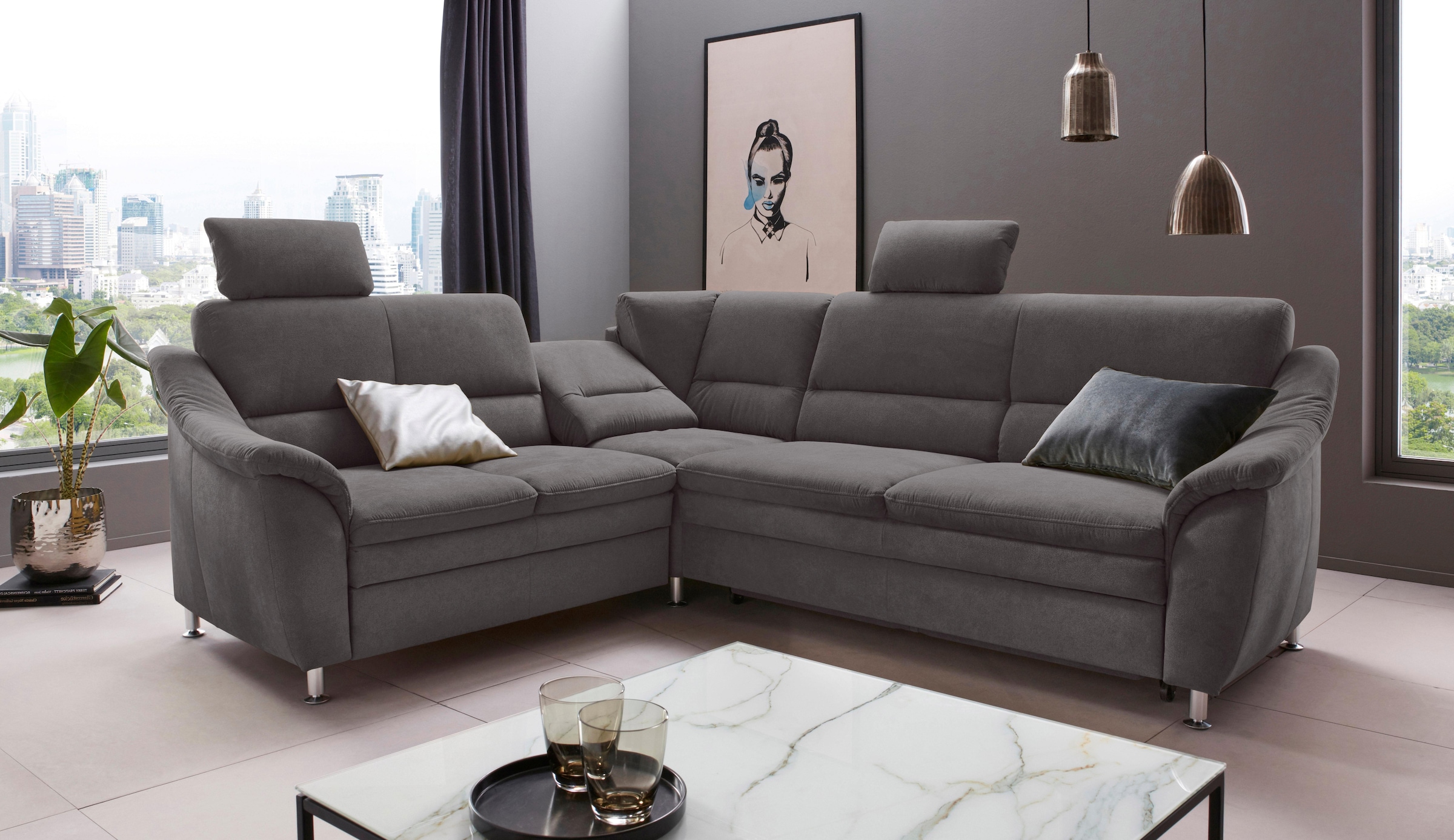 Places of Style Ecksofa »Cardoso L-Form«, Federkern, wahlweise mit Bett, Sc günstig online kaufen