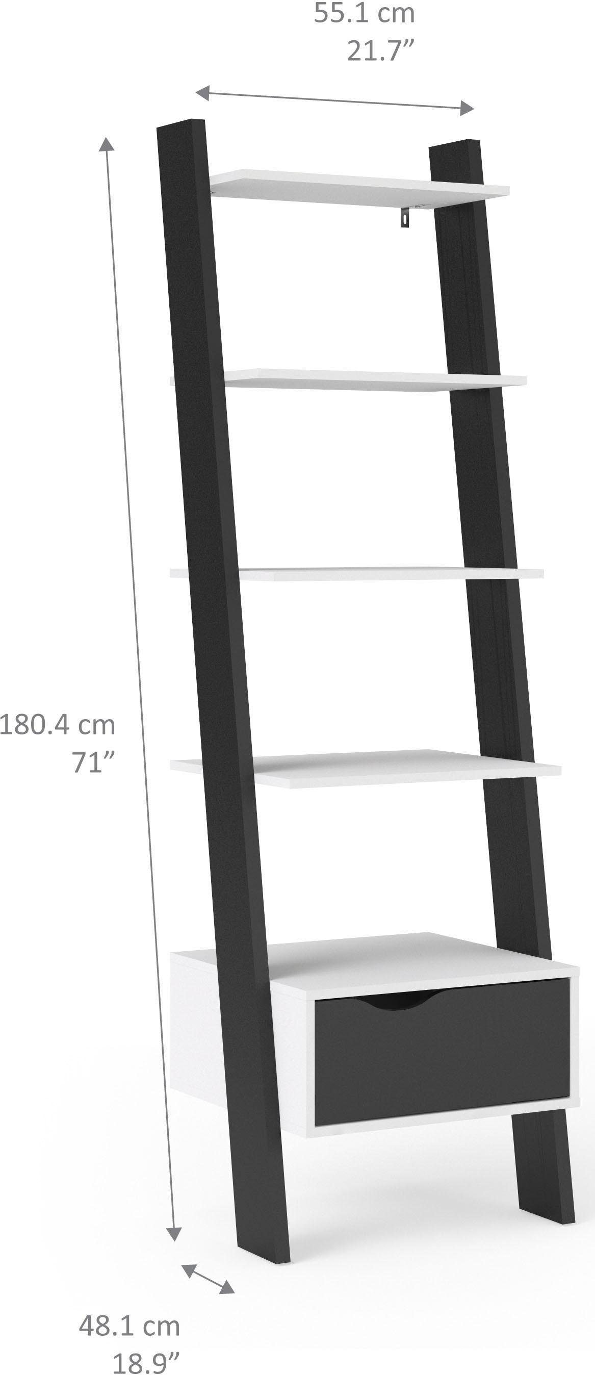 andas Regal »Oslo Standregal, Aktenregal, Stauraumregal, Ablageregal«, mit 5 Ablageböden, 1 Schublade, Breite/Höhe: 55,1/180,4