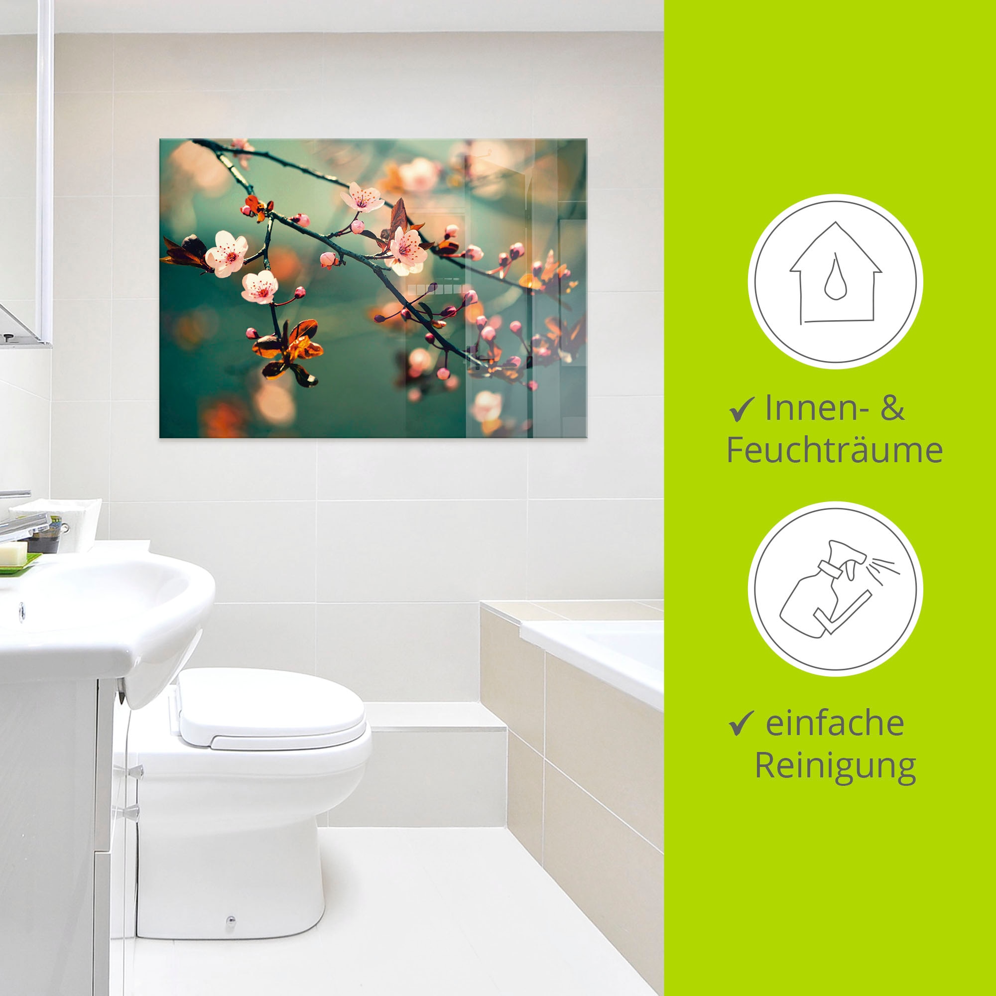 Artland Glasbild »Japanische Kirsch Sakura Blumen« Blumen 1 Stk. tlg. in verschiedenen Größen