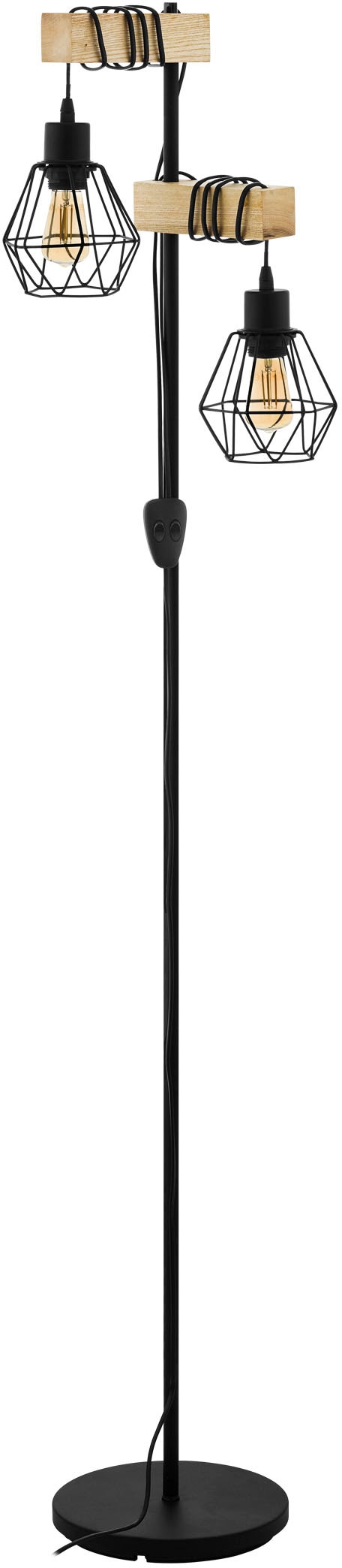 EGLO Stehlampe »TOWNSHEND 5«, 2 flammig-flammig, schwarz / L40 x H166,5 x B günstig online kaufen