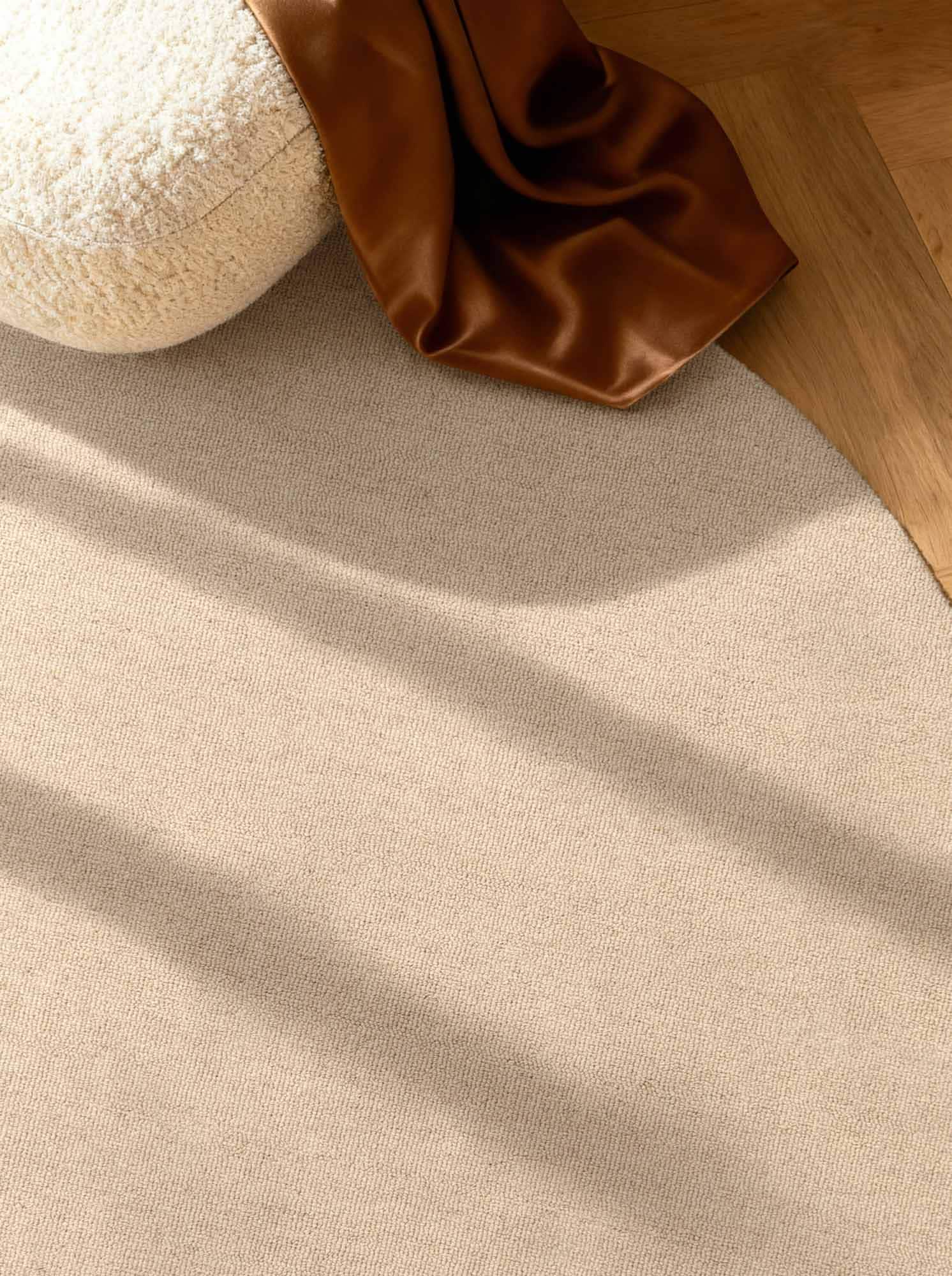 ELLE DECORATION Wollteppich »Knots« rund 13 mm Höhe Handtuft, Wolle, Rund, Feines Bouclé, Wohnzimmer, Schlafzimmer, Natur