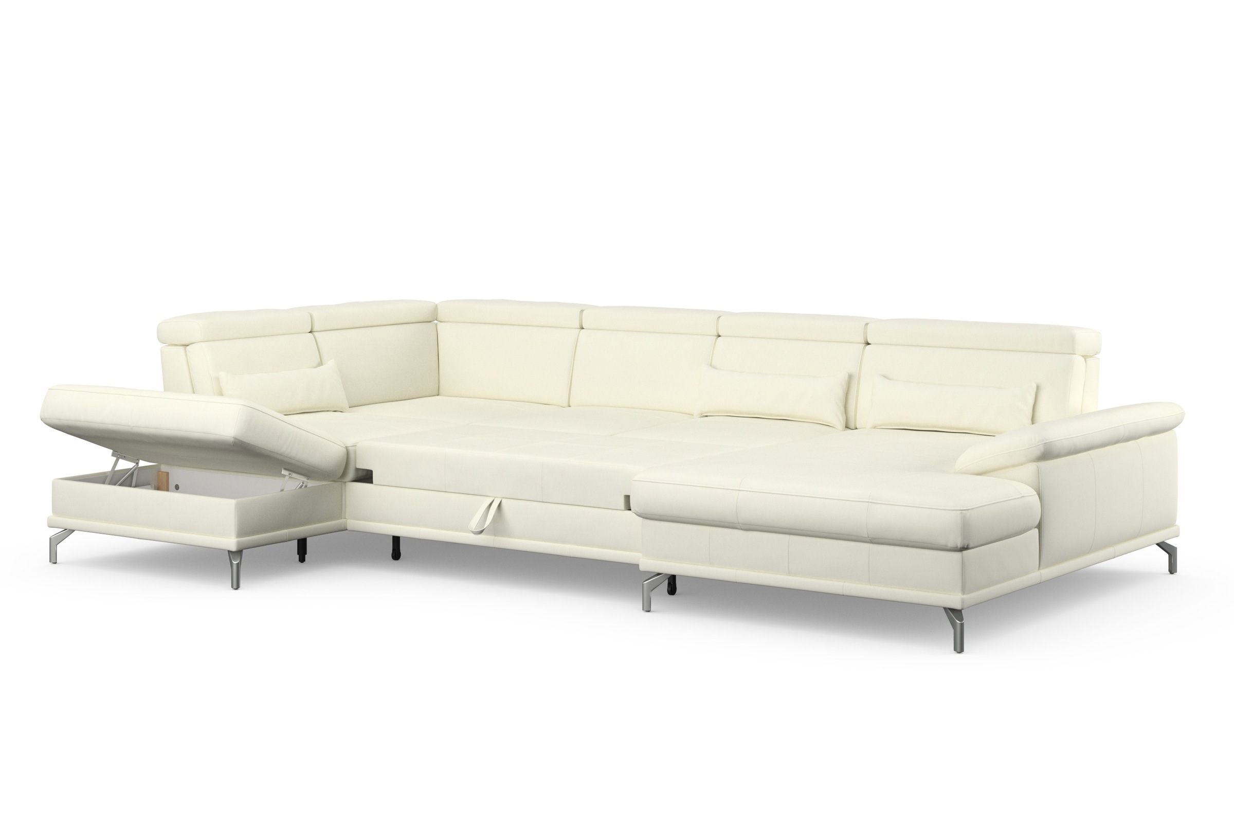 sit&more Wohnlandschaft »Cabrio U-Form, mit Sitztiefenverstellung, Arm- und Kopfteilverstellung«, 3 Nierenkissen, Federkern, optional Bettfunktion und Stauraum