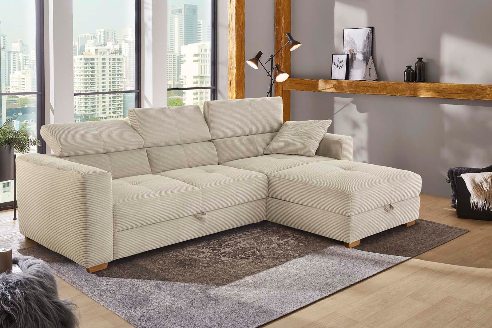 Ecksofa »San Remo L-Form«, Bettfunktion, Relaxfunktion, Bettkasten, Ottomane links...