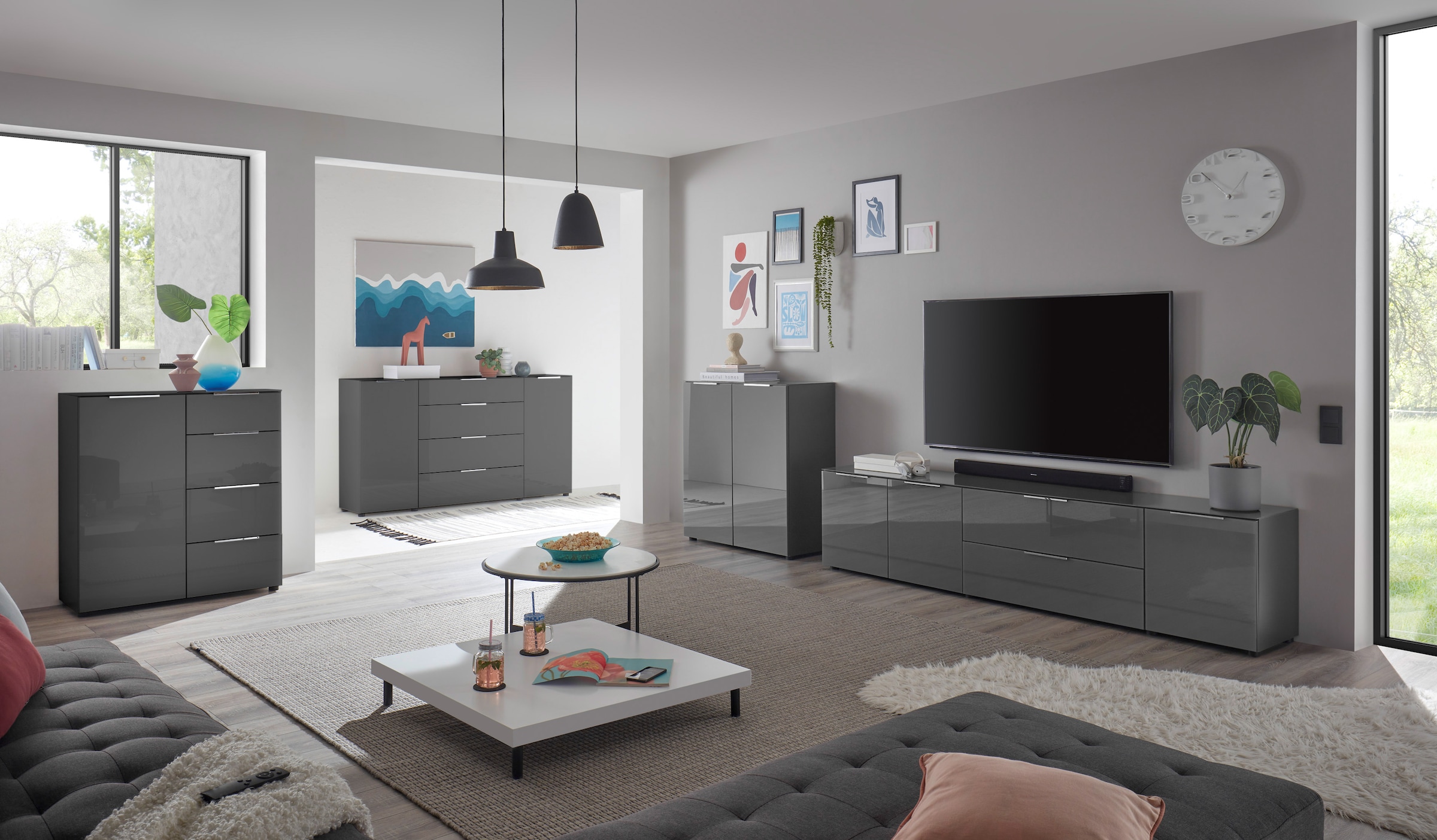 HBZ Kommode »Santorin, BxHxT 90x99x40 cm«, (1 St.), Breite 90cm, Softclose für Türen, Melaminbeschichtung
