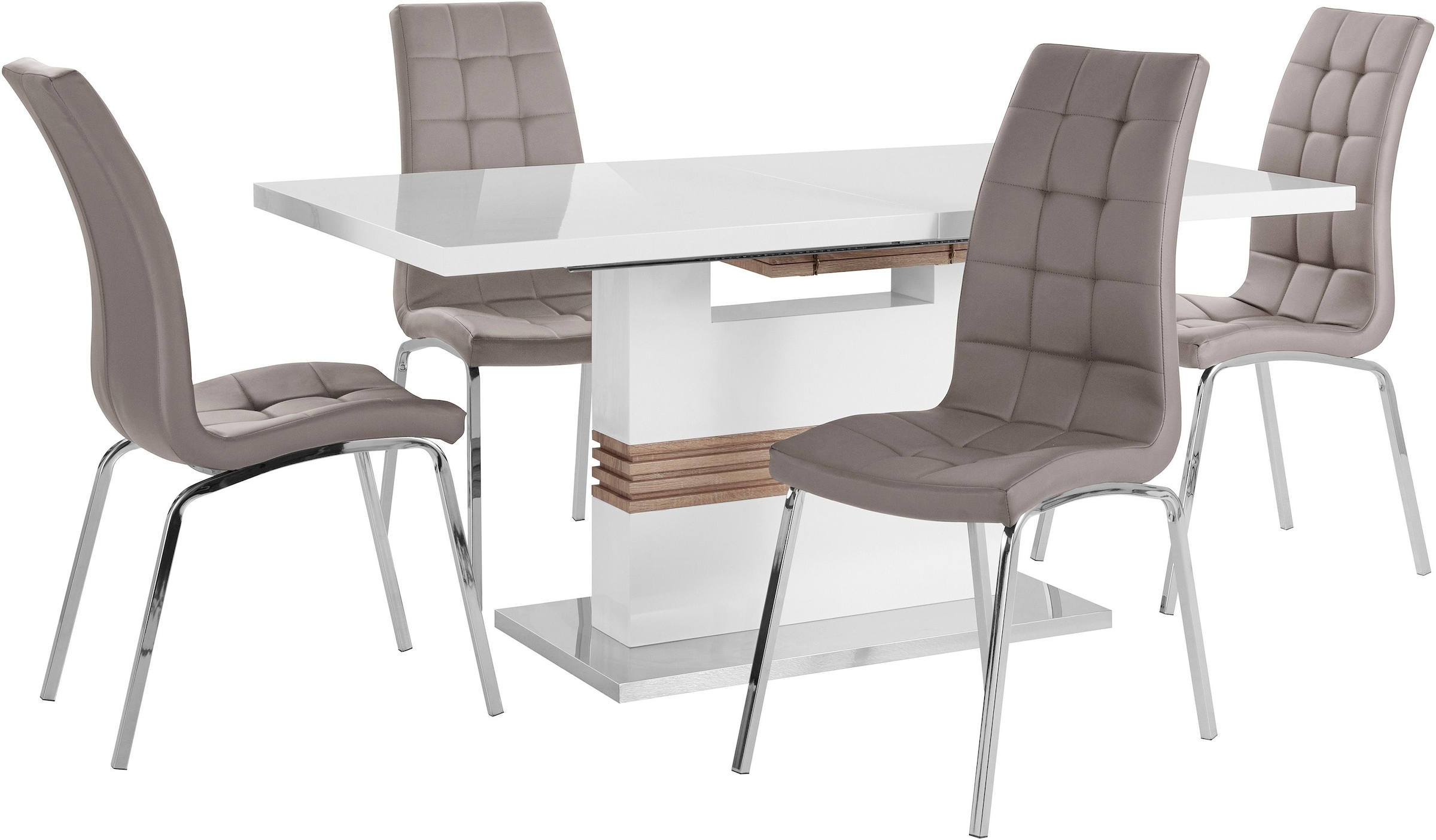 INOSIGN Essgruppe »Perez/Lila« Set, 5 Stk. tlg. mit 4 Stühlen, Tisch auszie günstig online kaufen