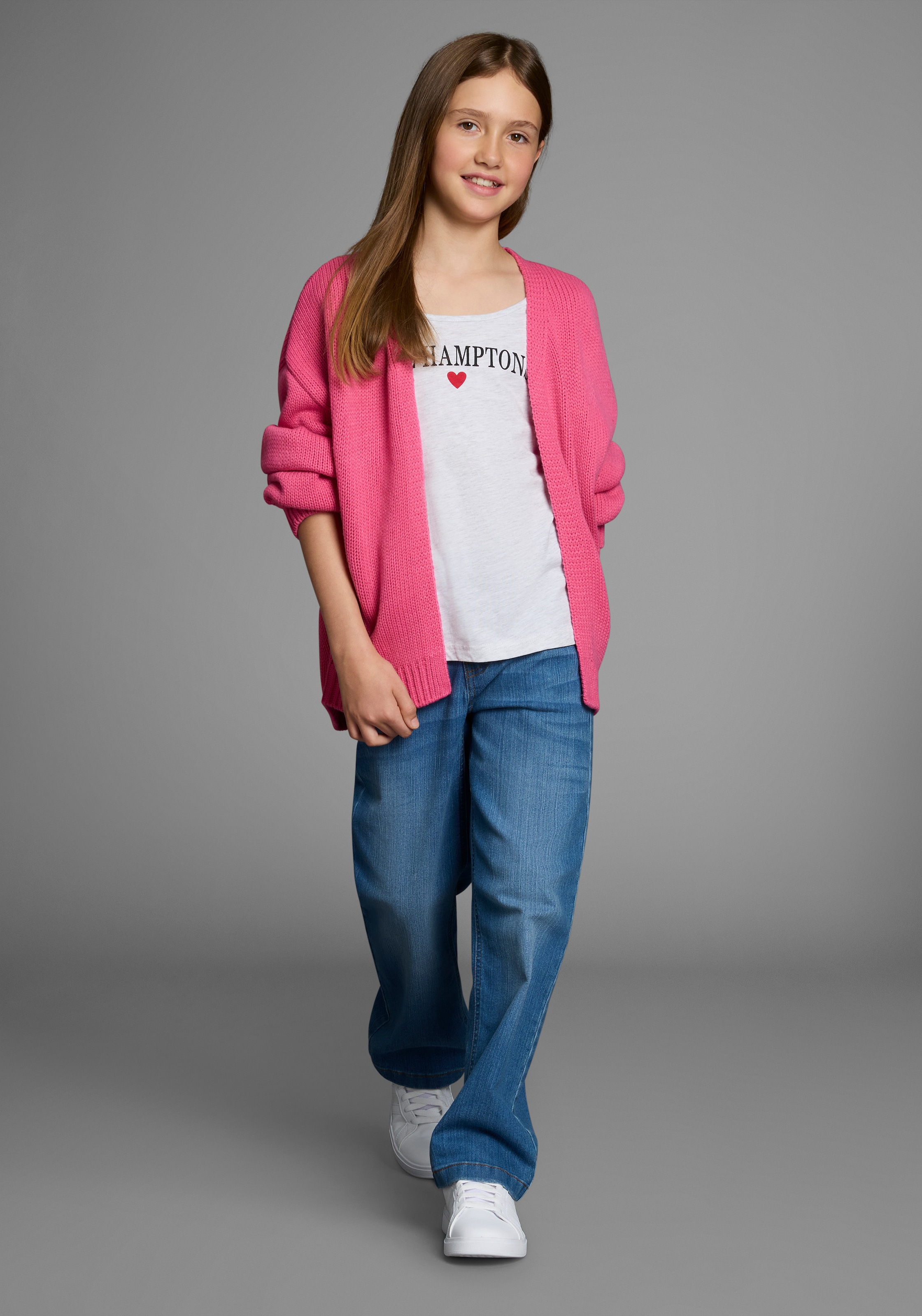 Bruno Banani Strickjacke »Cardigan, Strickjacke in offener weiter Form« NEU: BRUNO BANANI für TEENS! Lockerer, weicher Strick