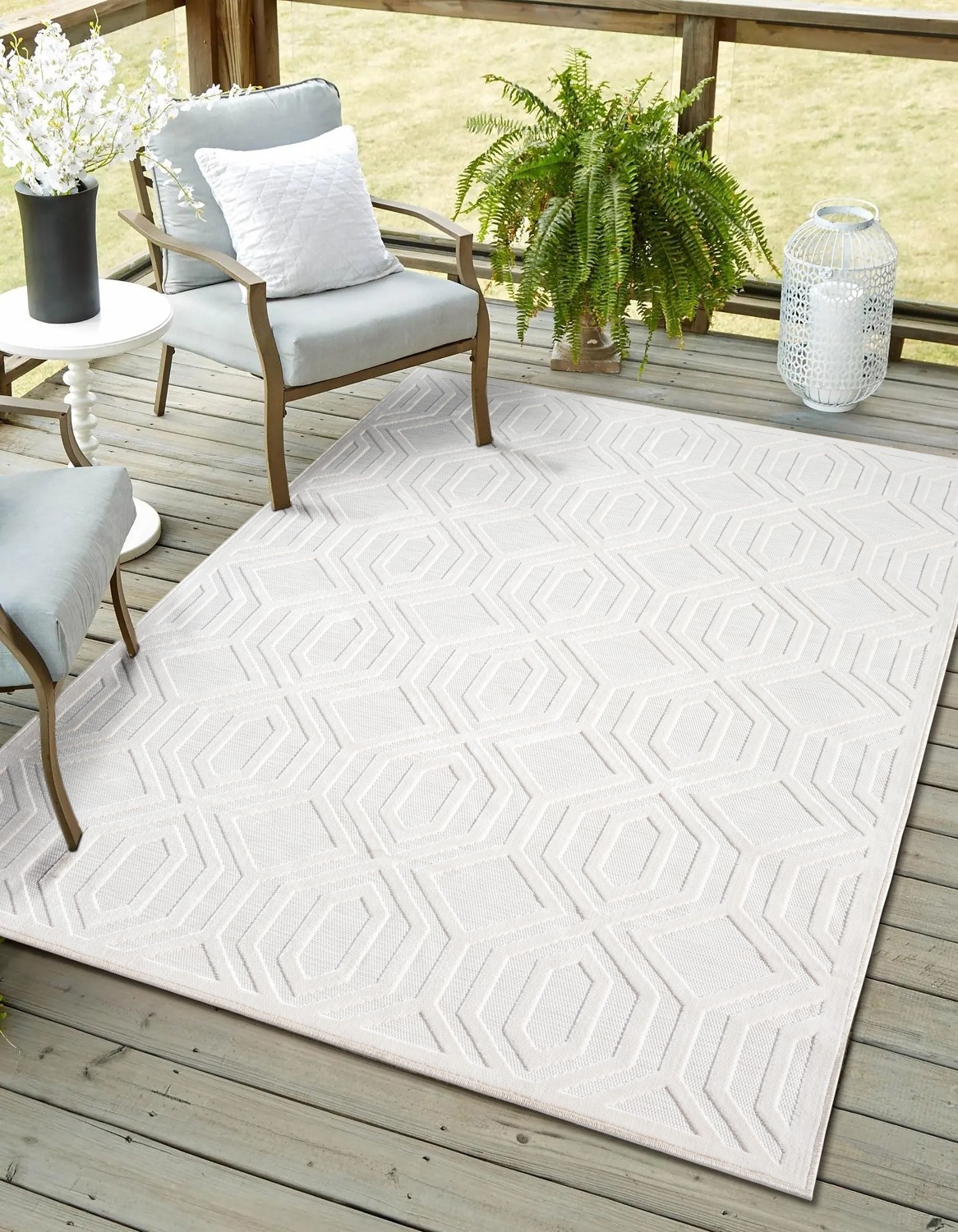 Myflair Möbel & Accessoires Teppich »Haven Lagerräumung«, rechteckig, 8 mm Höhe, Rauten Motiv, Hoch-Tief Effekt, Outdoor geeignet, Balkon, Terrasse